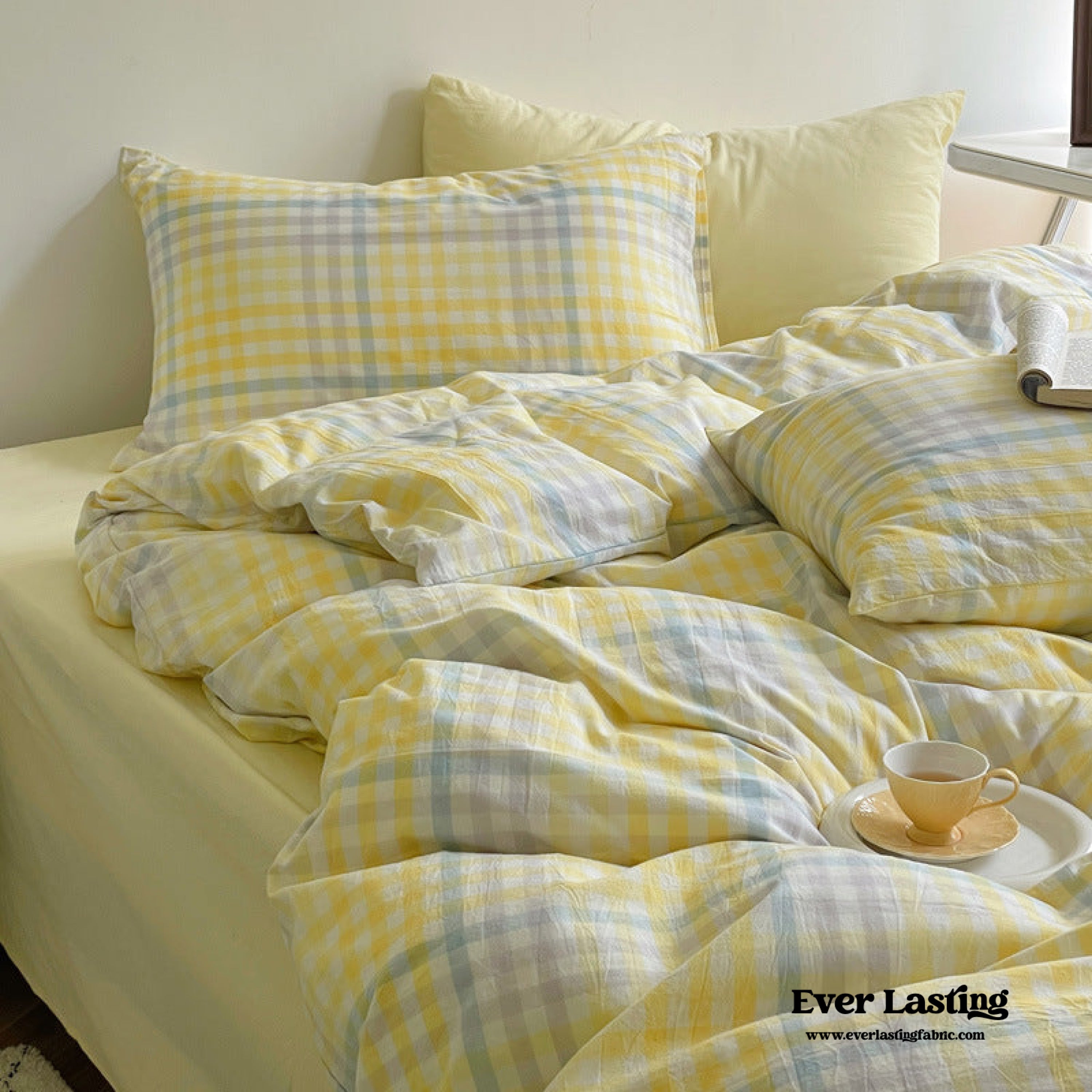 Rainbow Gingham Bedding Set - Green