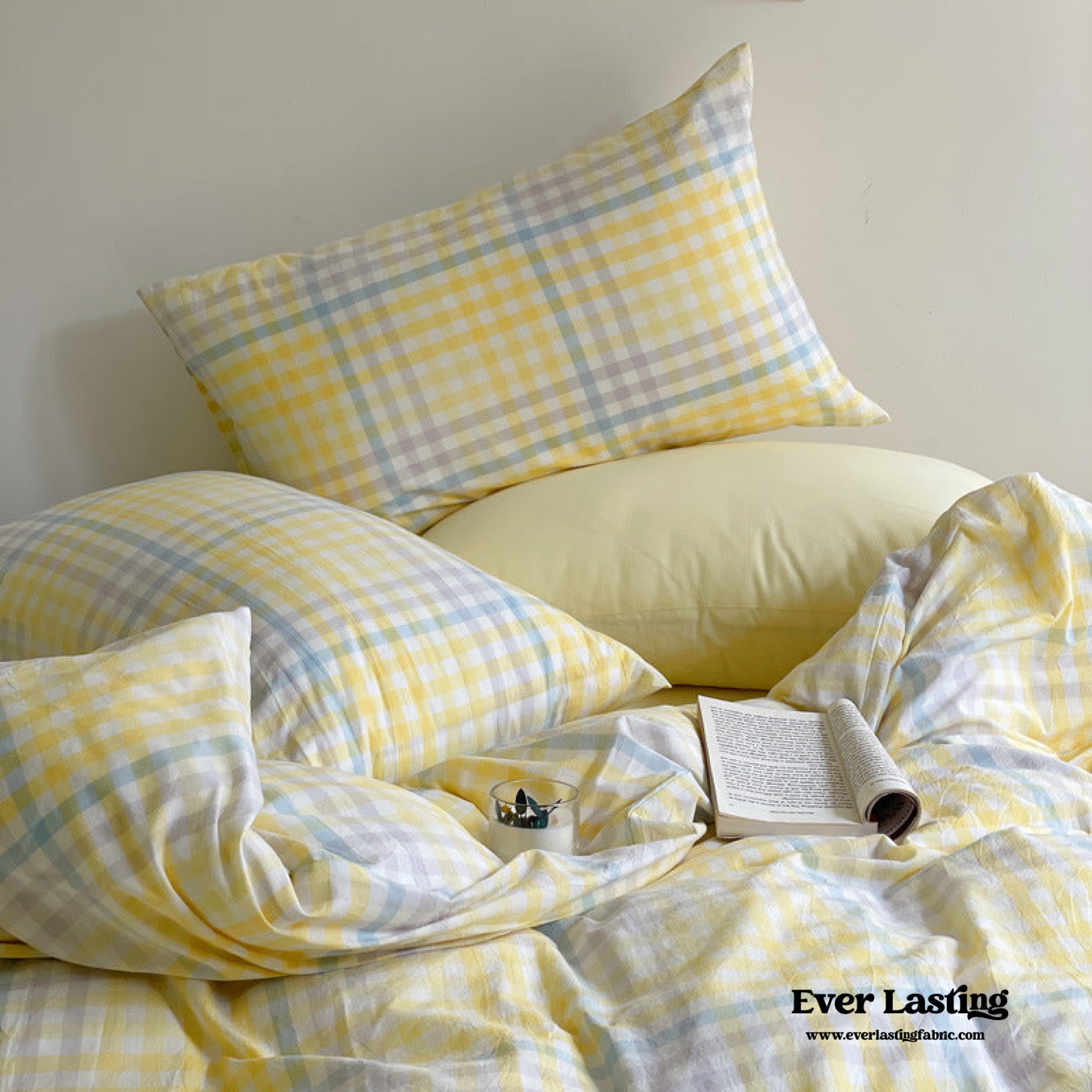 Rainbow Gingham Bedding Set - Green