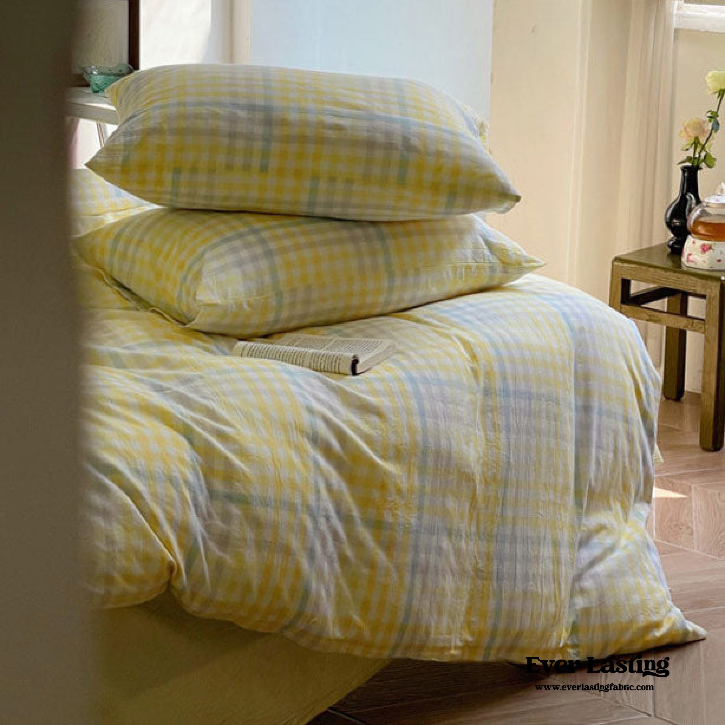 Rainbow Gingham Bedding Set - Green
