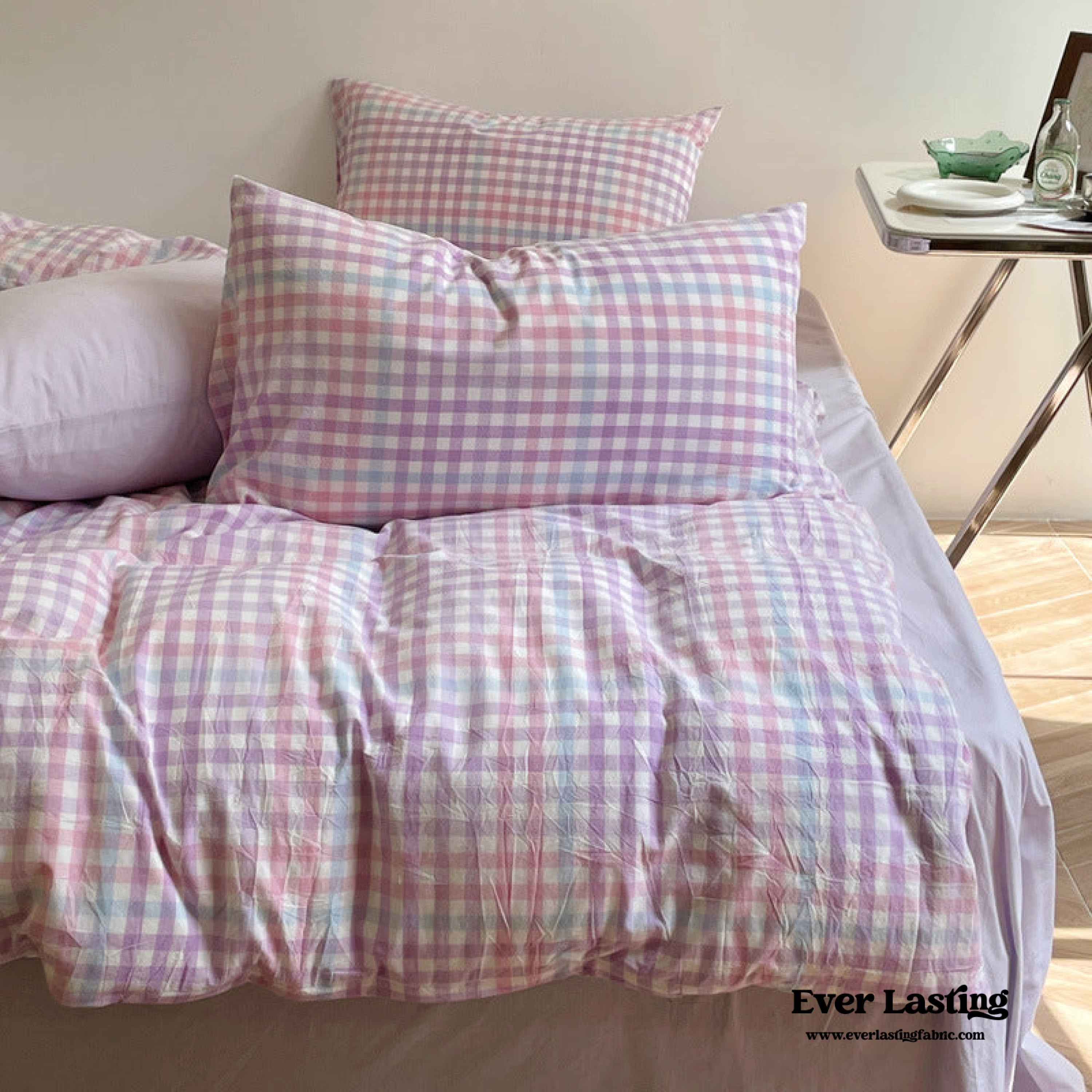 Rainbow Gingham Bedding Set - Green