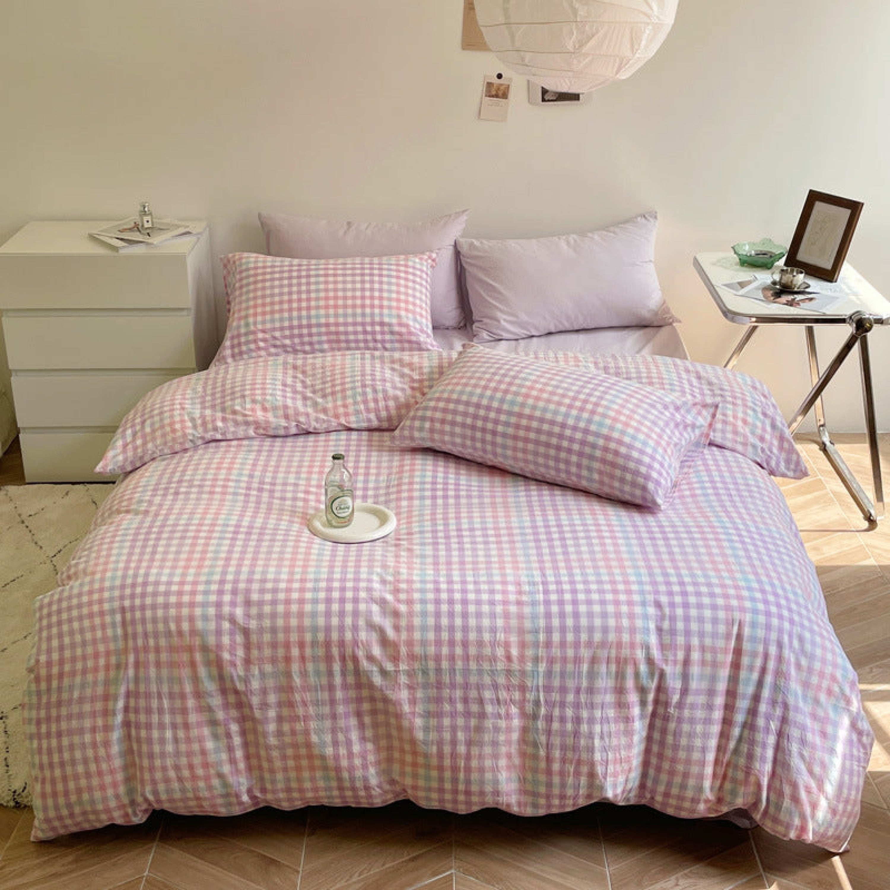 Rainbow Gingham Bedding Set - Green