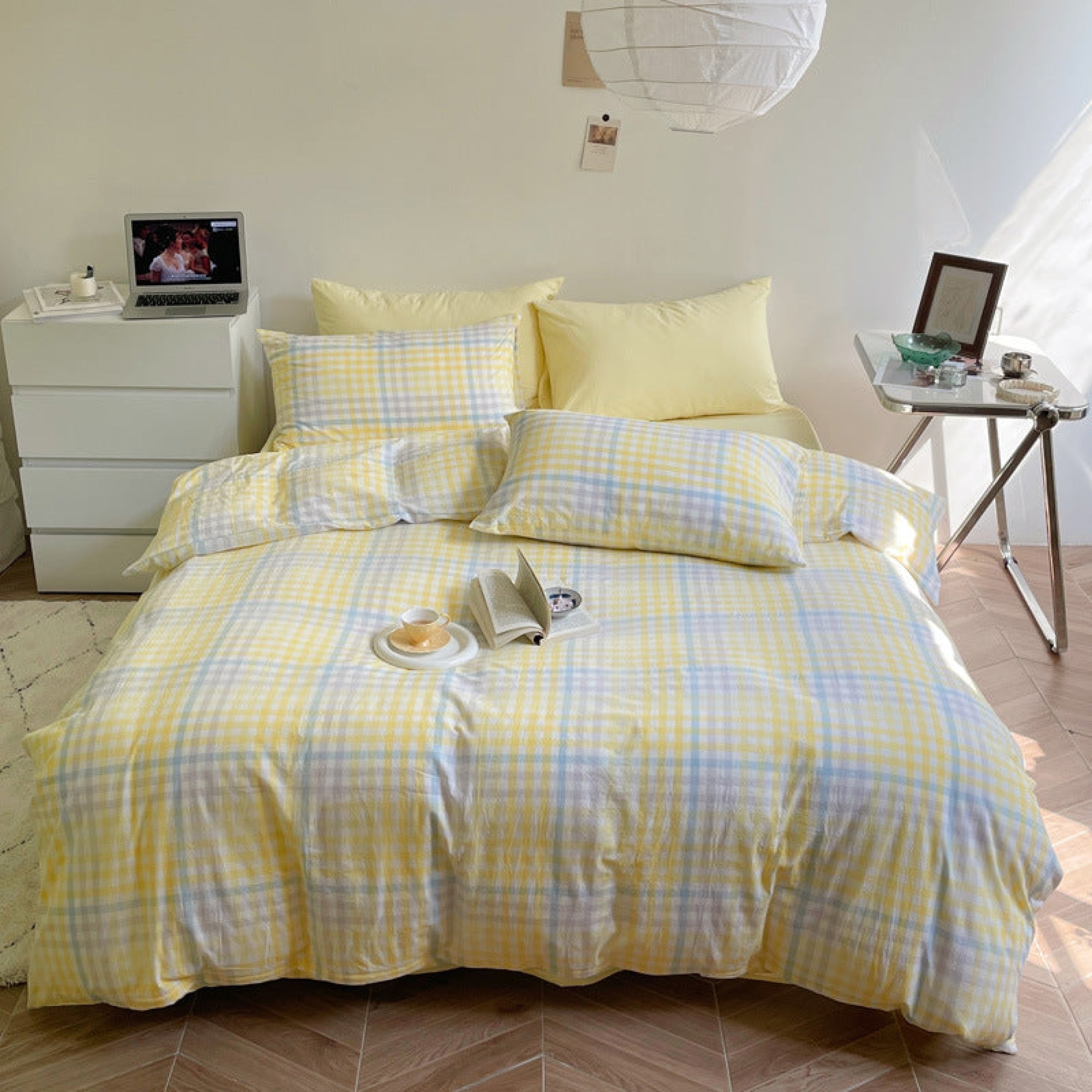 Rainbow Gingham Bedding Set - Green