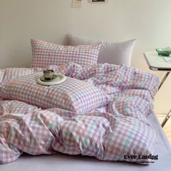 Rainbow Gingham Bedding Set - Purple