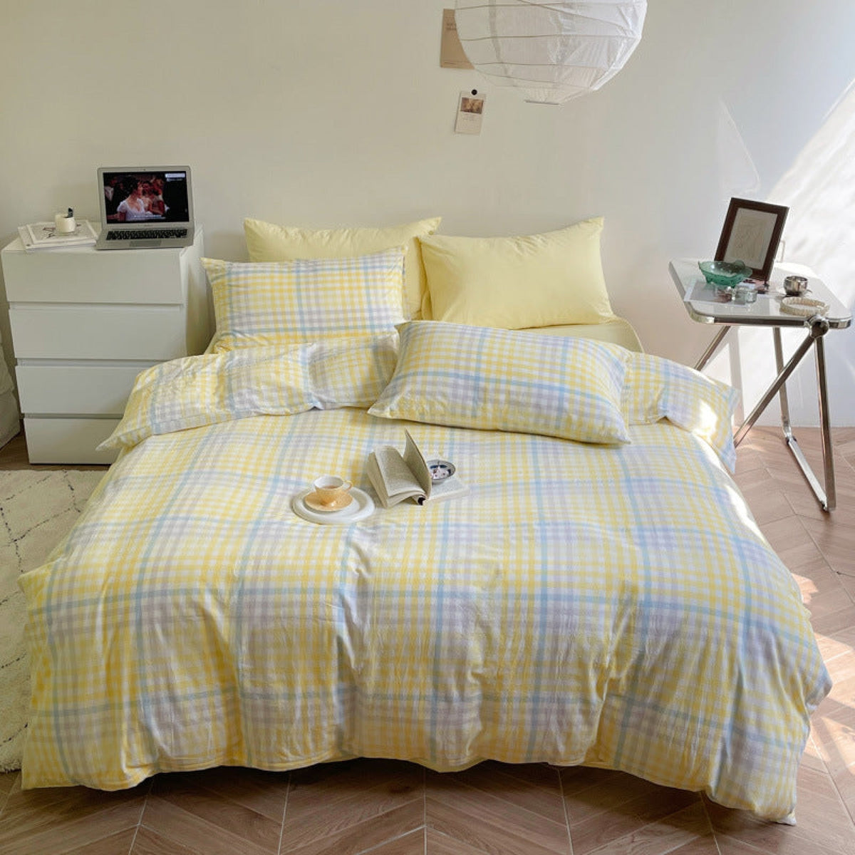 Rainbow Gingham Bedding Set - Yellow