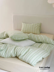 Refreshing Stripe Bedding Set - Mint Green