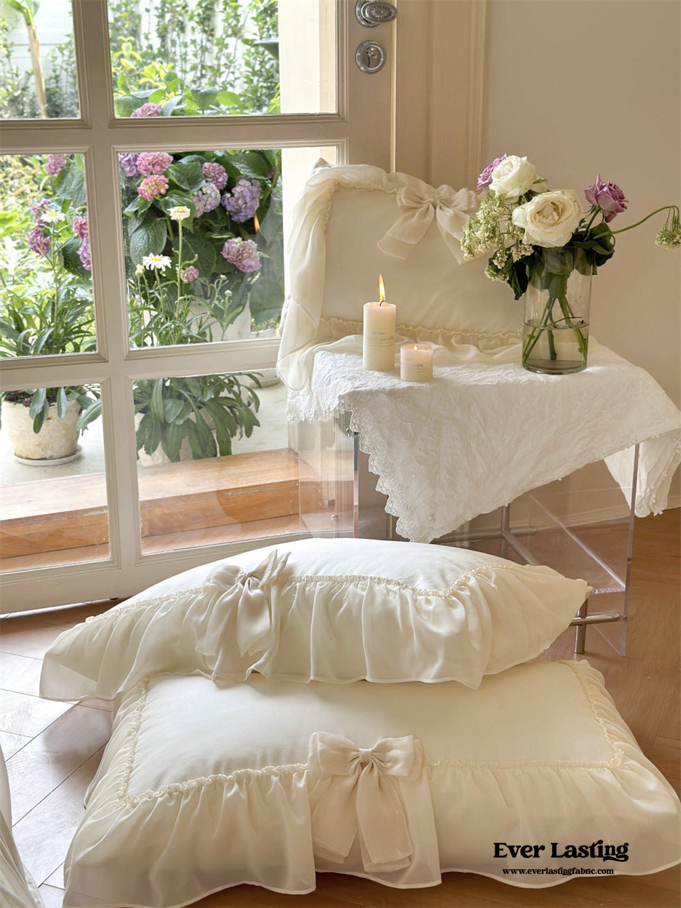 Ribbon Bow Airy Lace Bedding Bundle