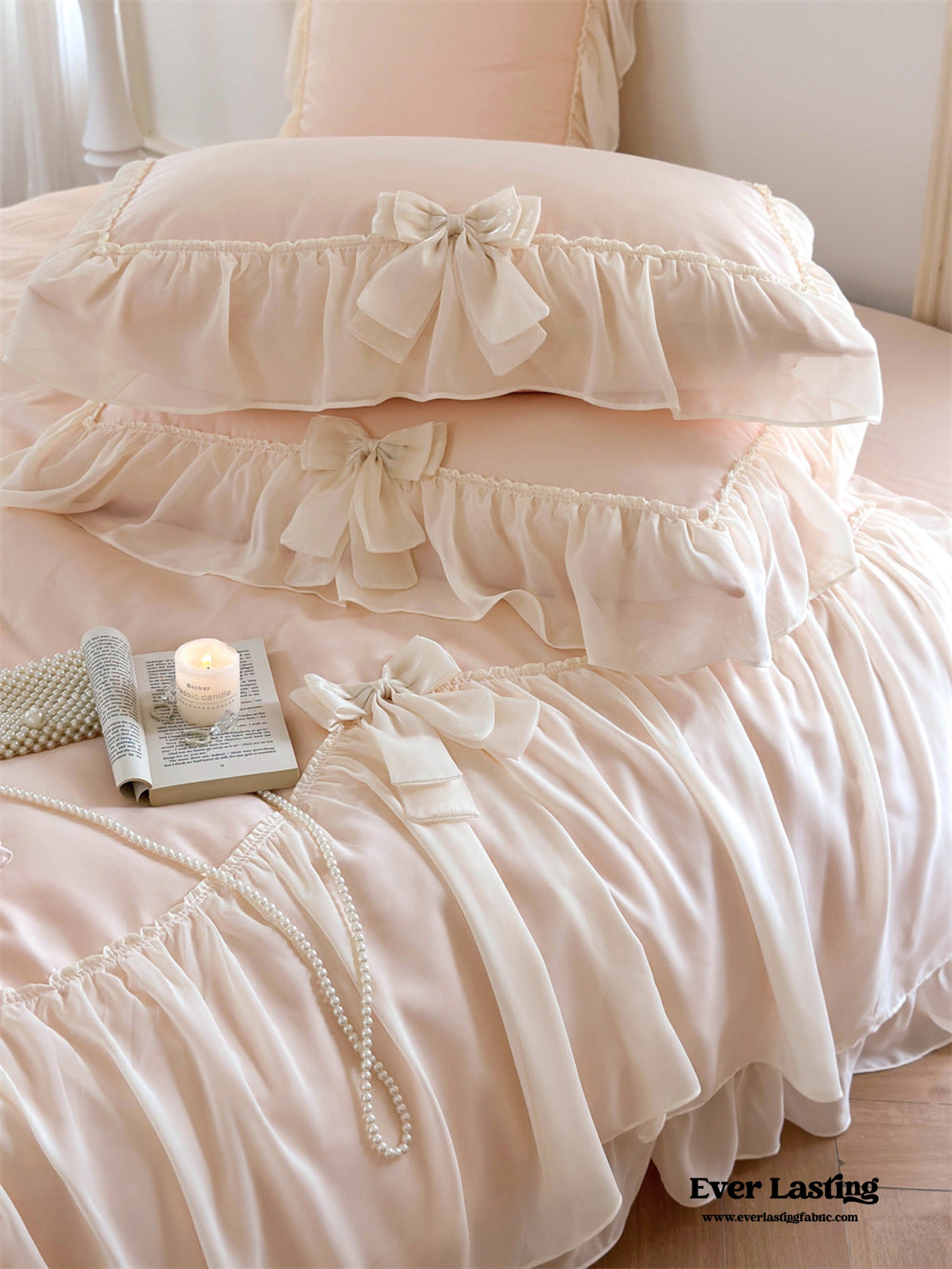 Ribbon Bow Airy Lace Bedding Bundle