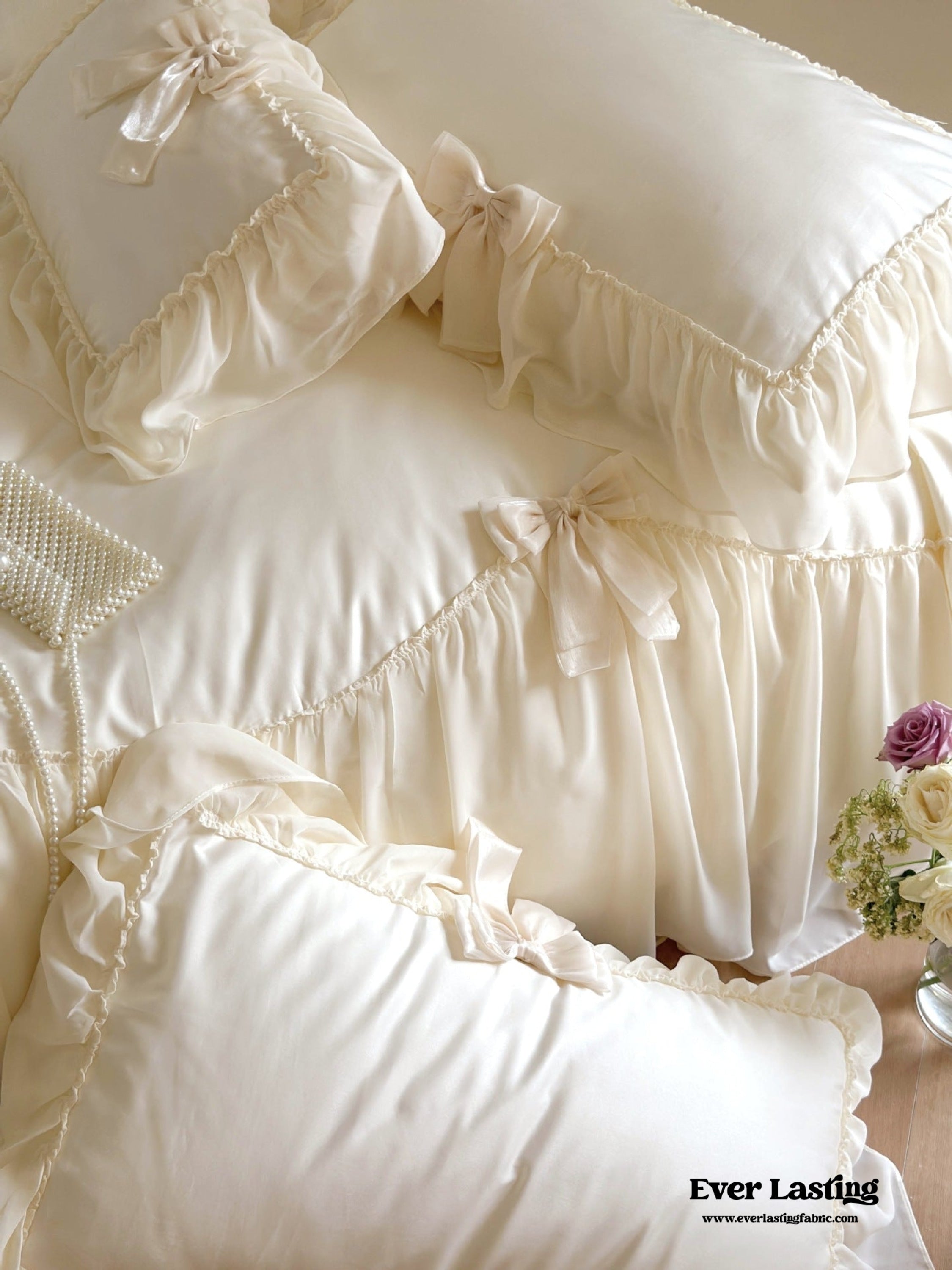 Ribbon Bow Airy Lace Bedding Bundle