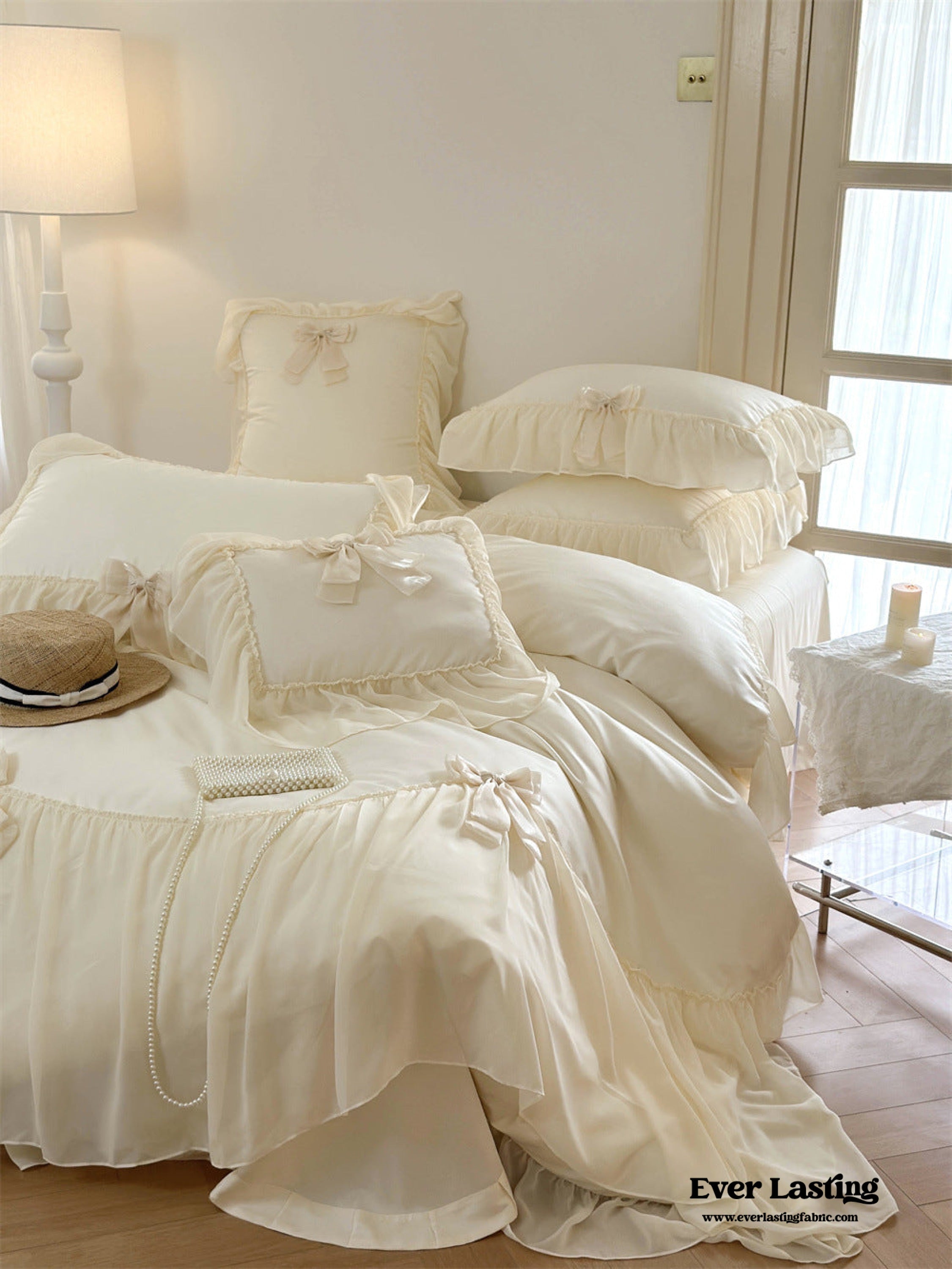 Ribbon Bow Airy Lace Bedding Bundle