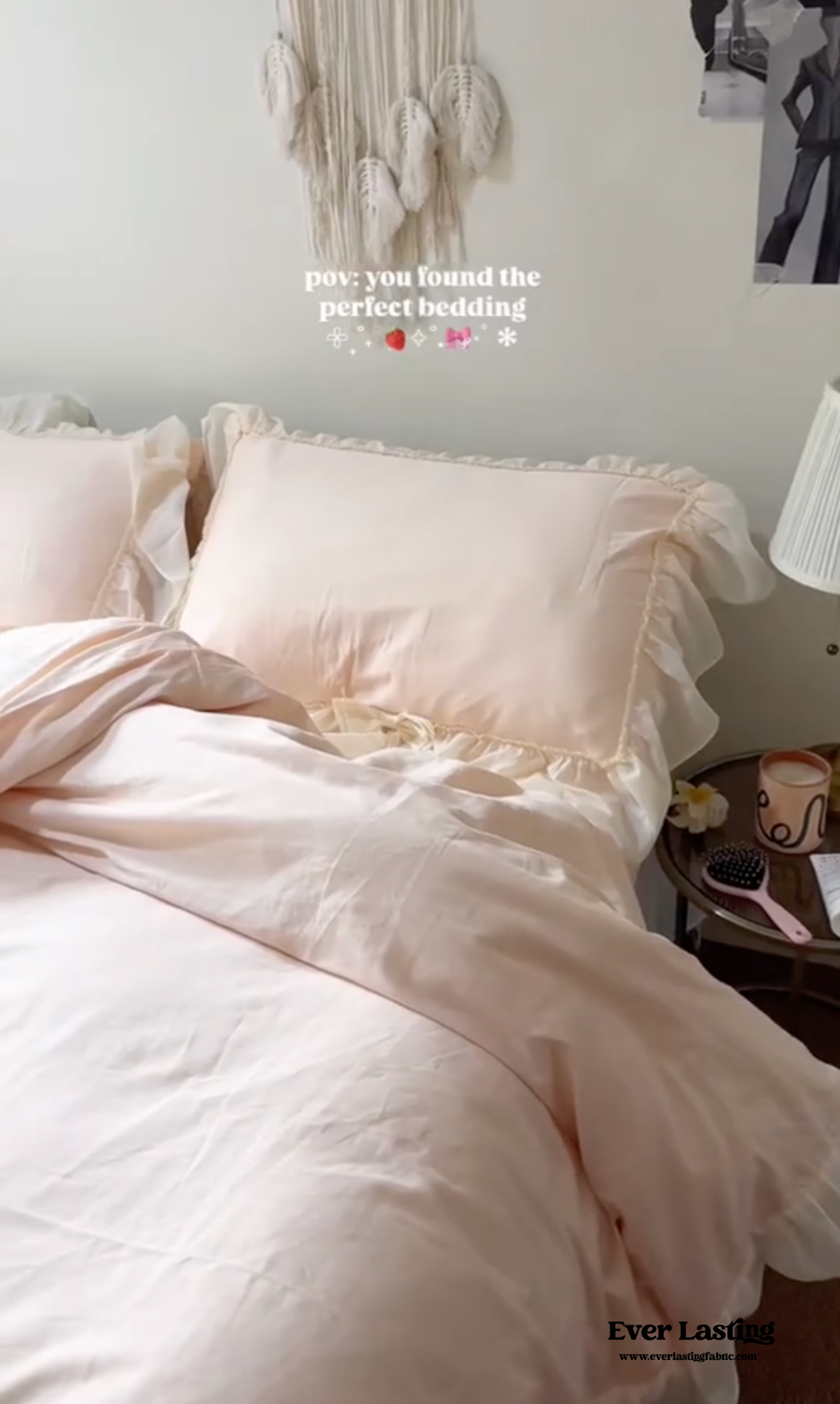 Ribbon Bow Airy Lace Bedding Set - Cream White