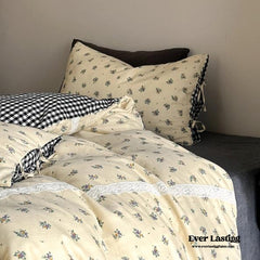 Rosalie Floral Lace Tie-Up Bedding Set - Black