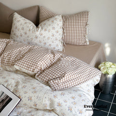 Rosalie Floral Lace Tie-Up Bedding Set - Khaki