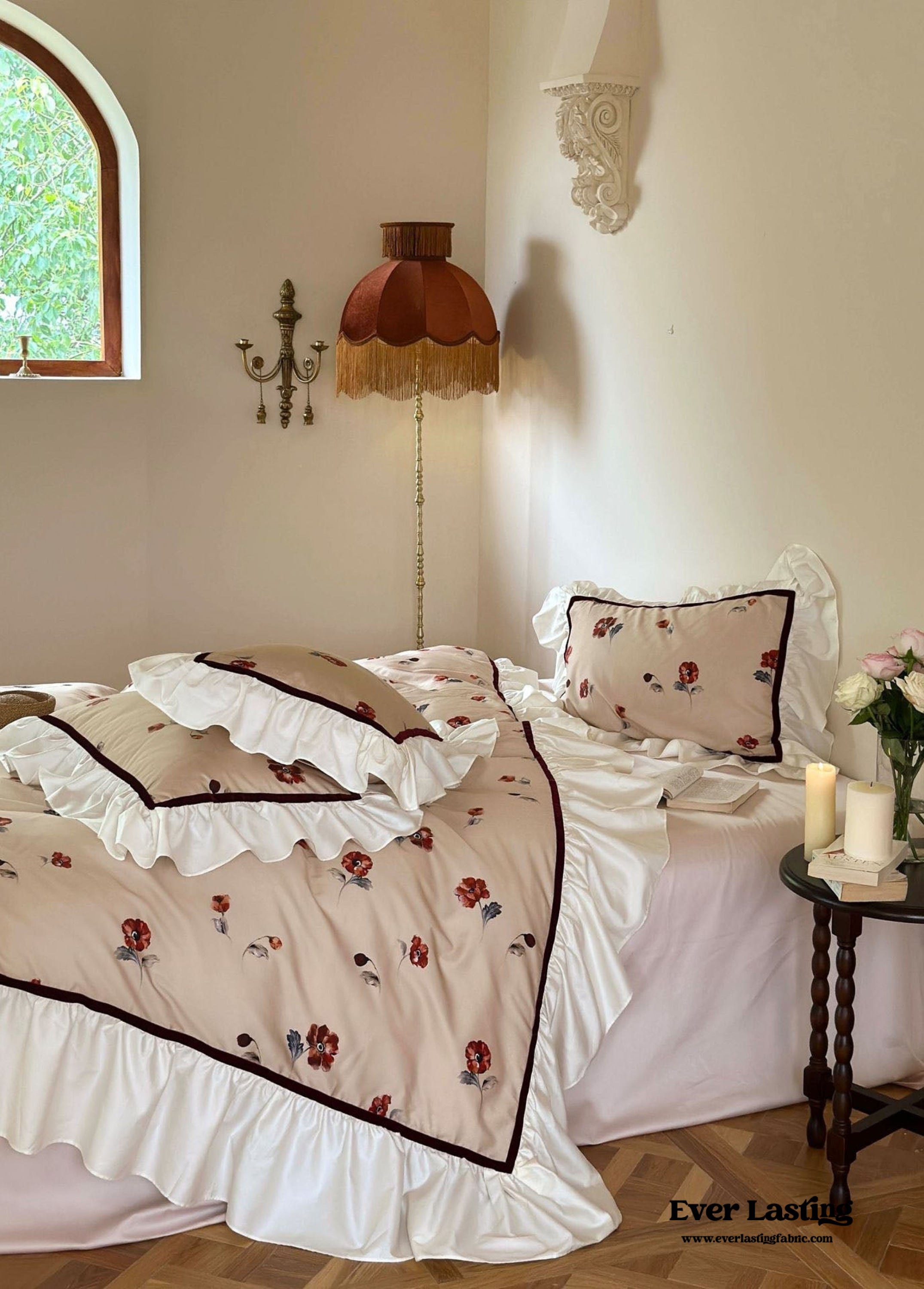 Rosé Floral Ruffle Bedding Bundle