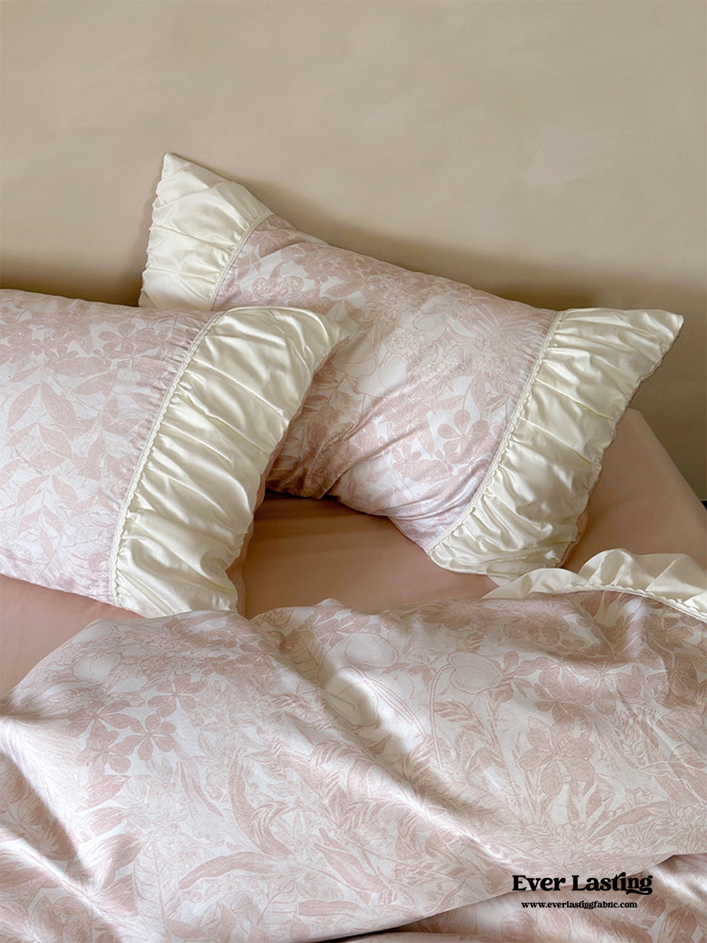 Royal Floral Ruffle Bedding Set - Pink