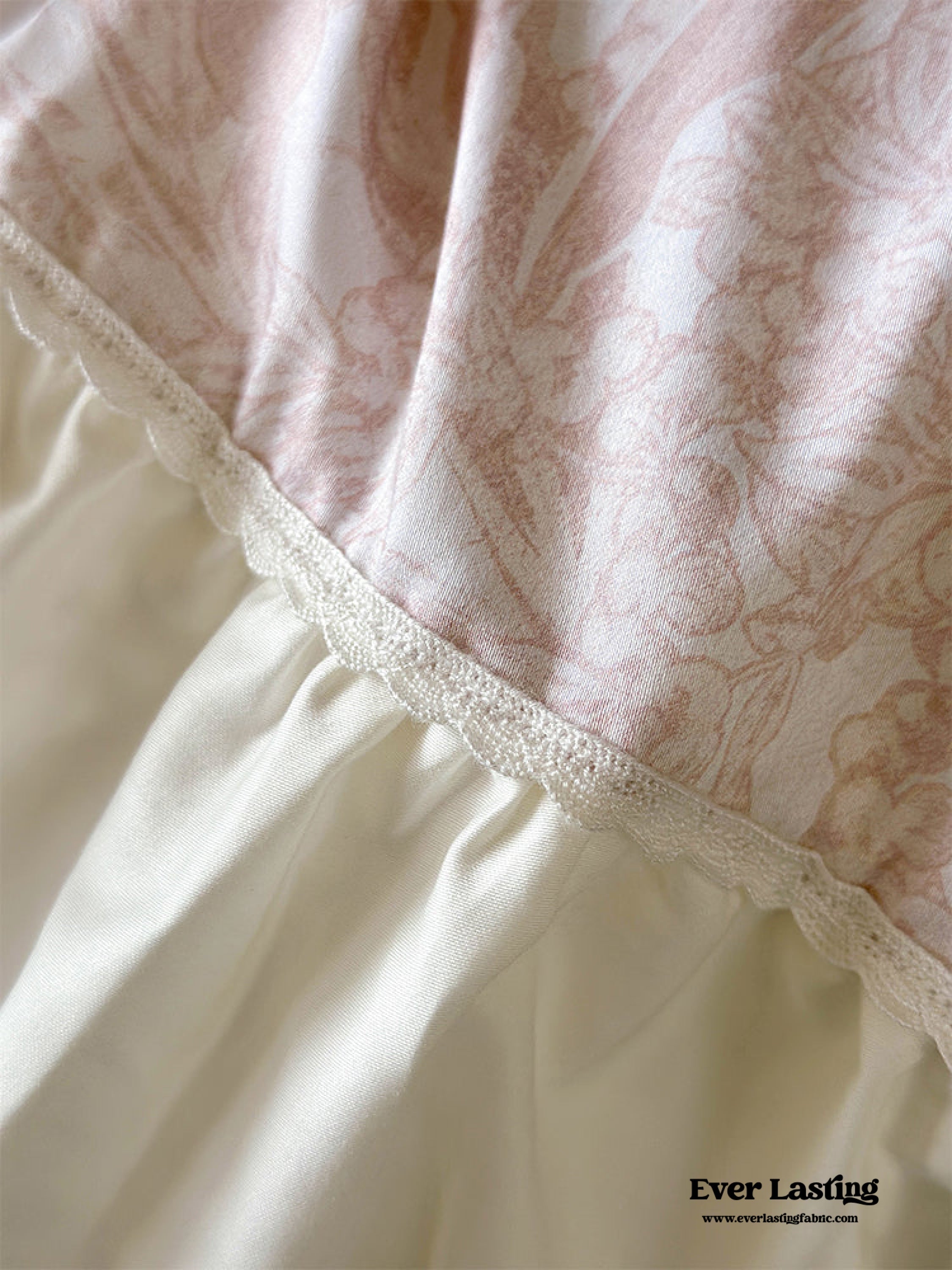 Royal Floral Ruffle Bedding Set - Pink