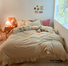Ruffle Bedding Set - Beige
