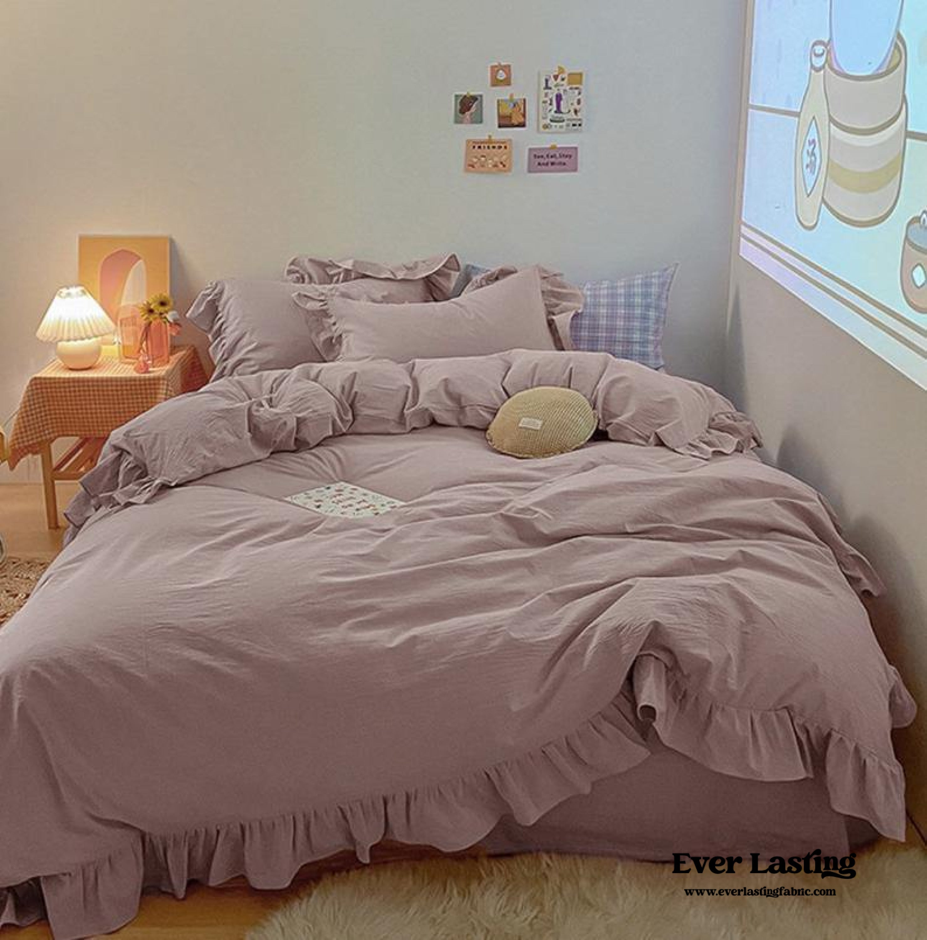 Ruffle Bedding Set - Pink