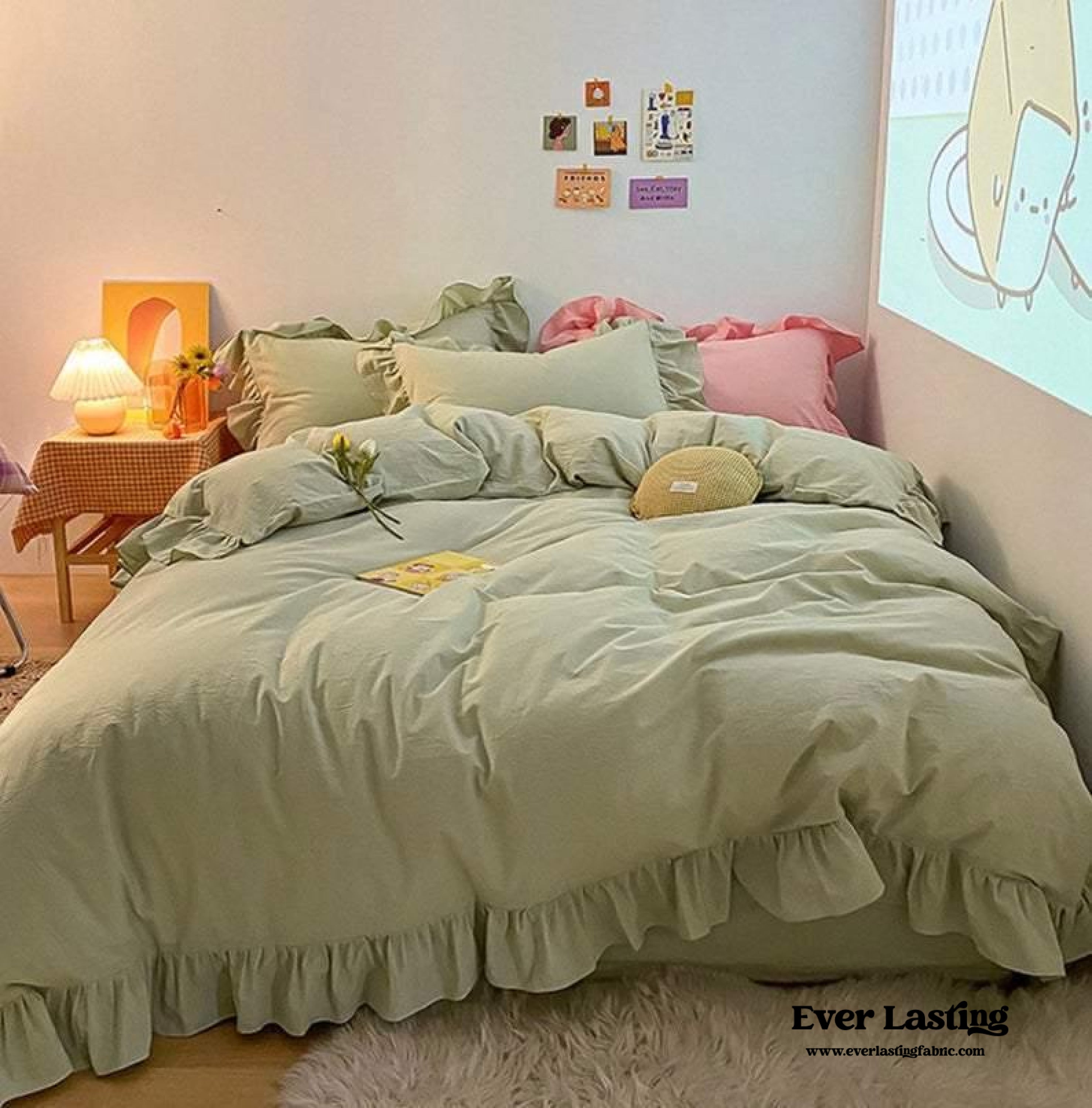 Ruffle Bedding Set - Pink