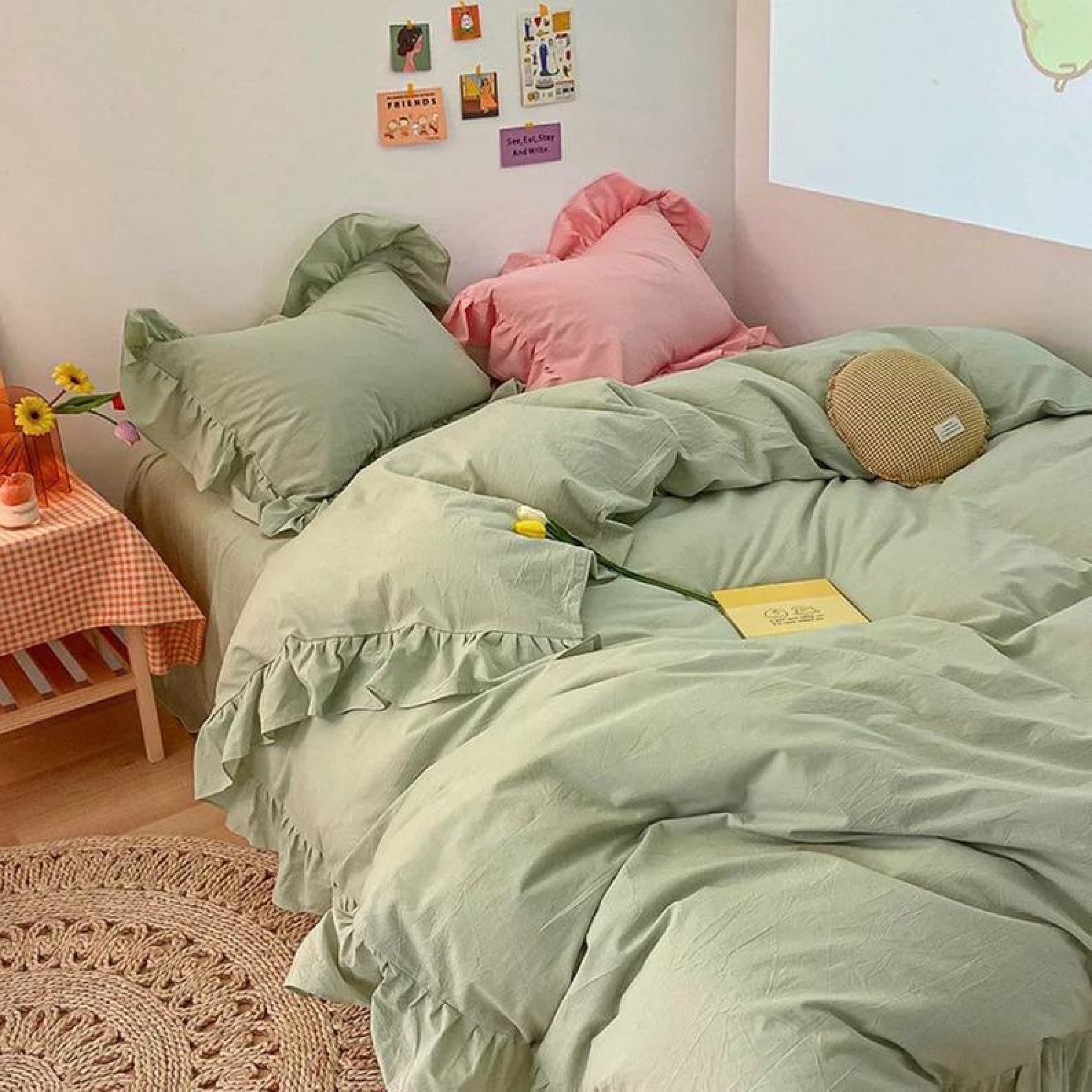 Ruffle Bedding Set - Pink