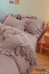 Ruffle Bedding Set - Purple
