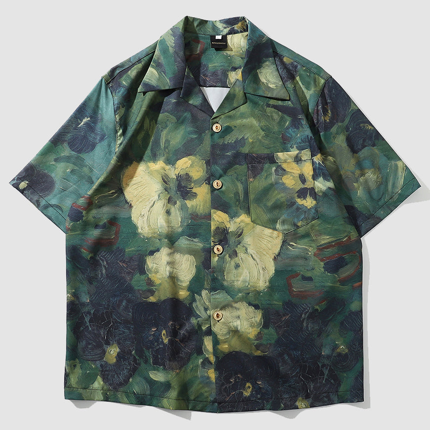 Blumen-Ölgemälde-Shirt