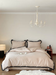 Silky Luxury Heart Textured Bedding Set - Beige