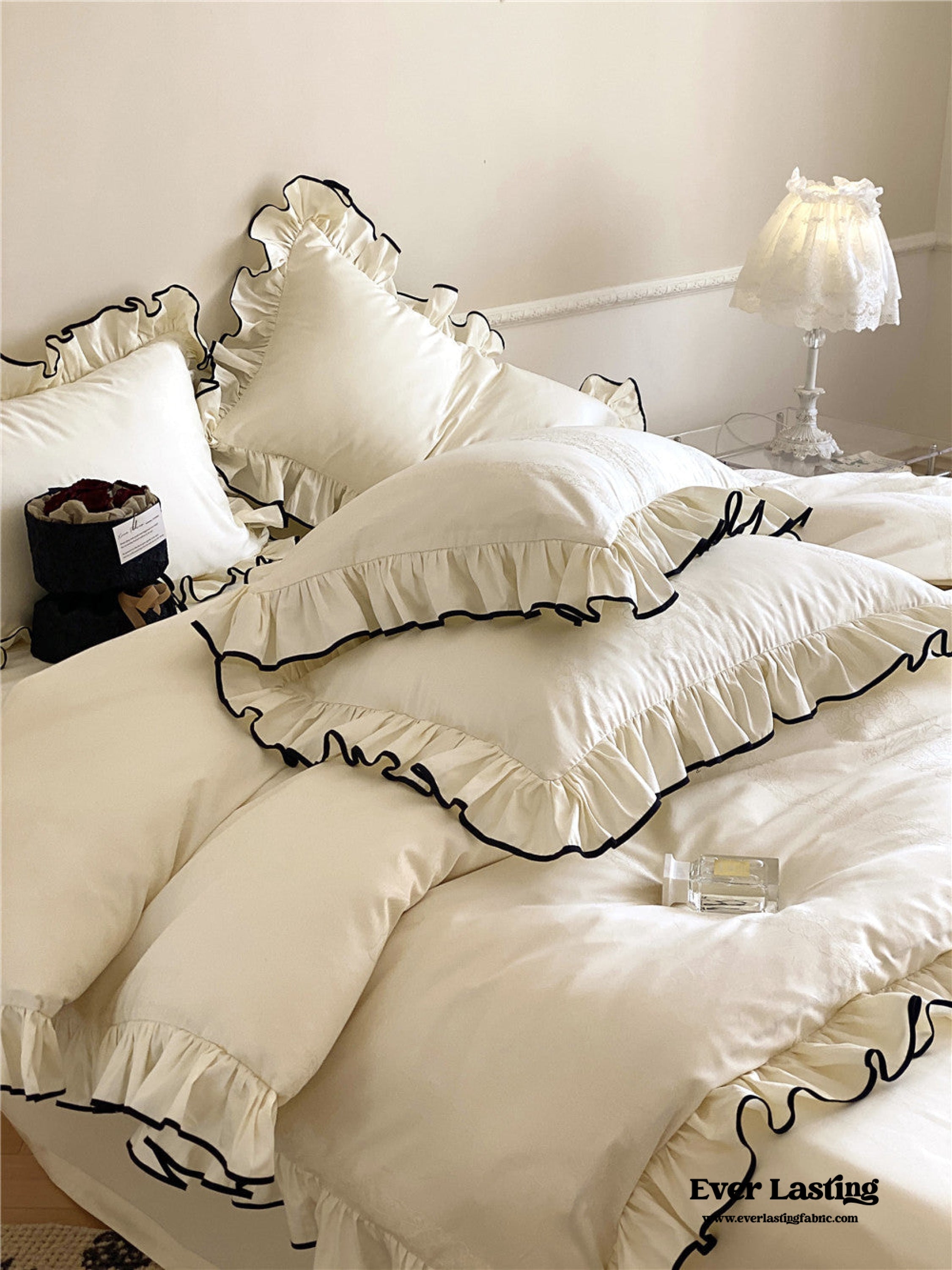 Silky Ruffle Bedding Set - Rust Pink