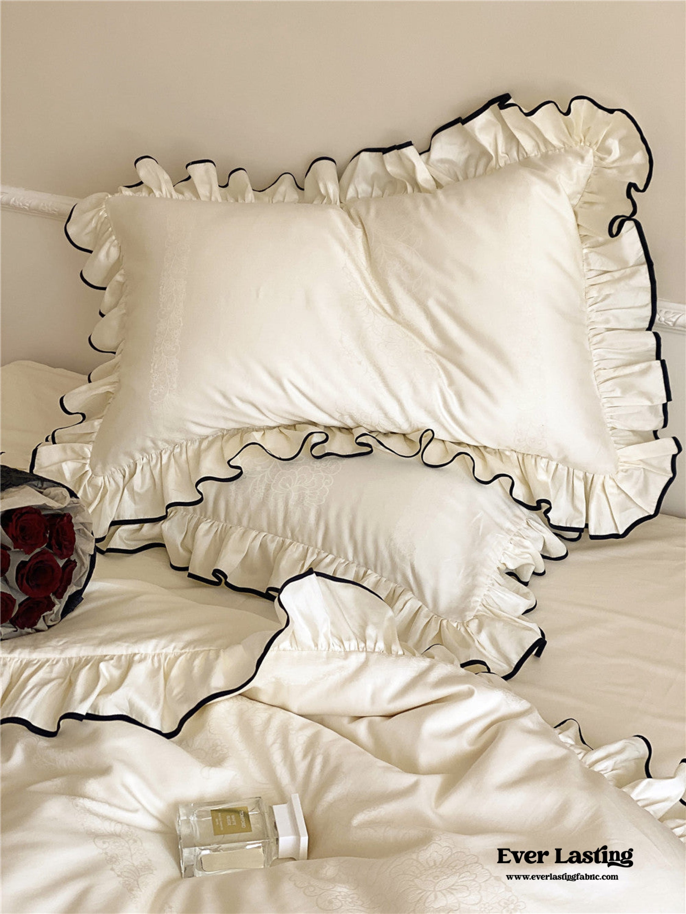 Silky Ruffle Bedding Set - Rust Pink