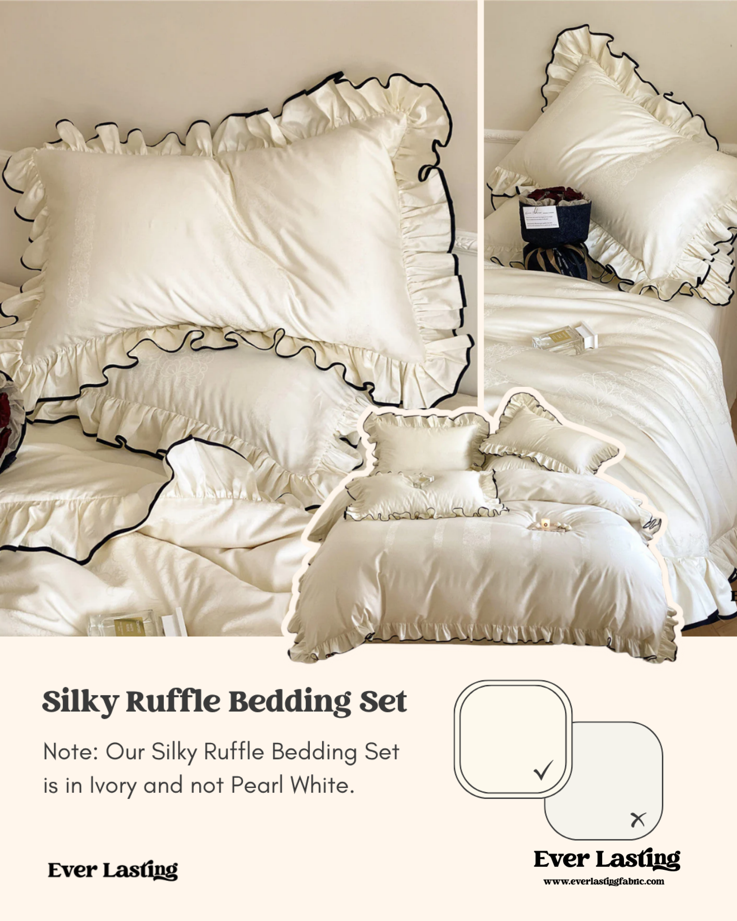 Silky Ruffle Bedding Set - Rust Pink