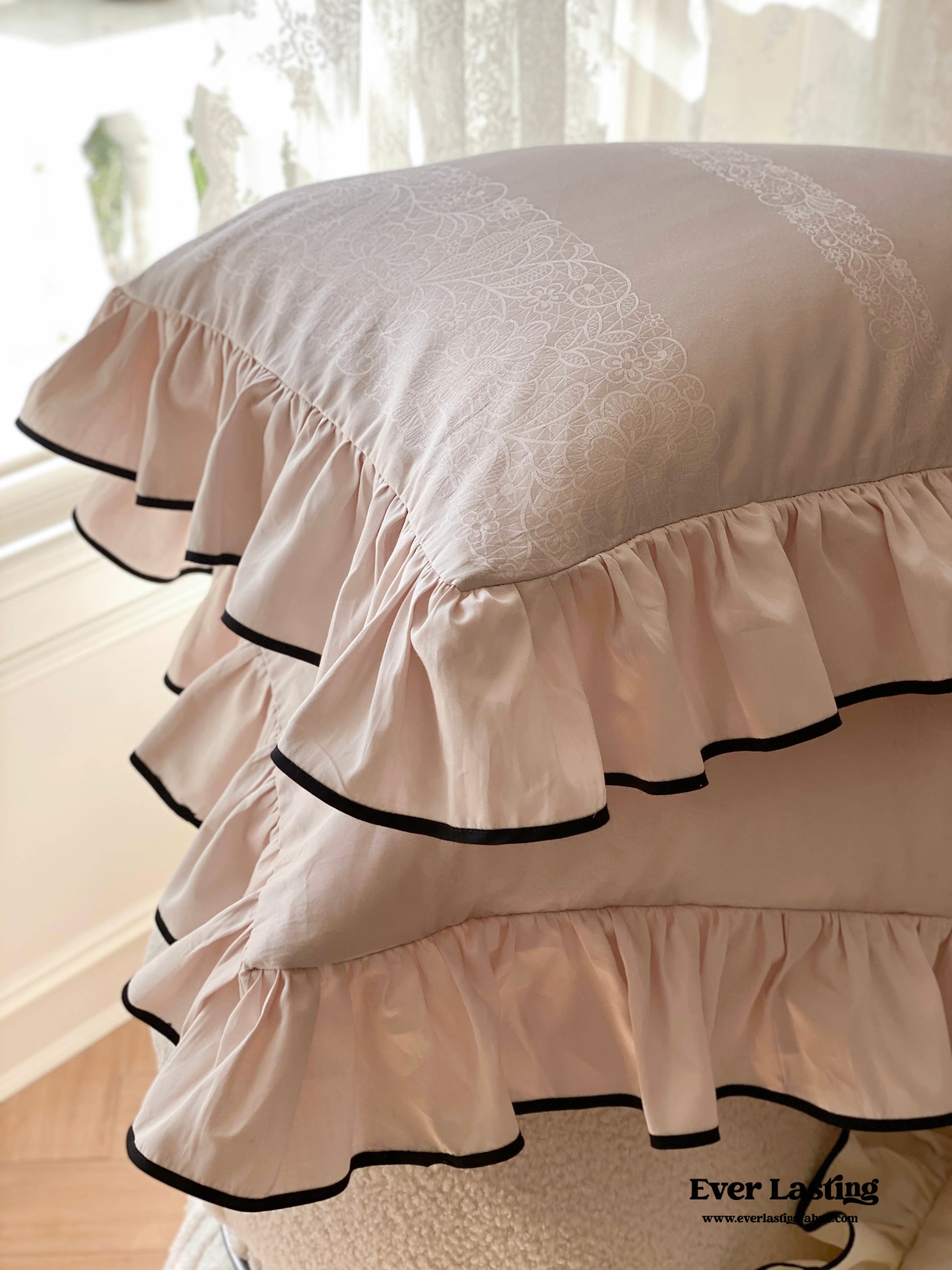 Silky Ruffle Bedding Set - Rust Pink