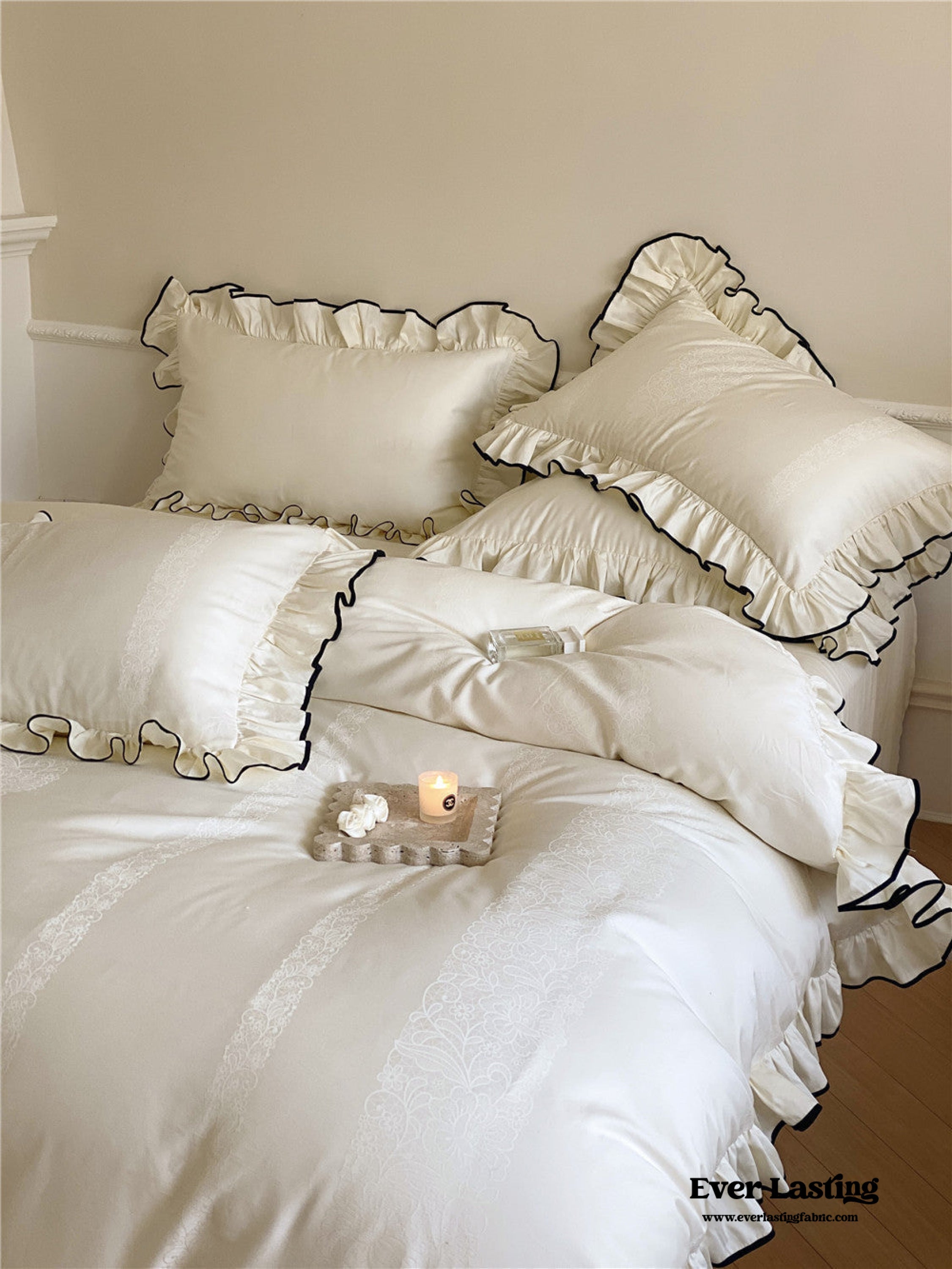 Silky Ruffle Bedding Set - Rust Pink