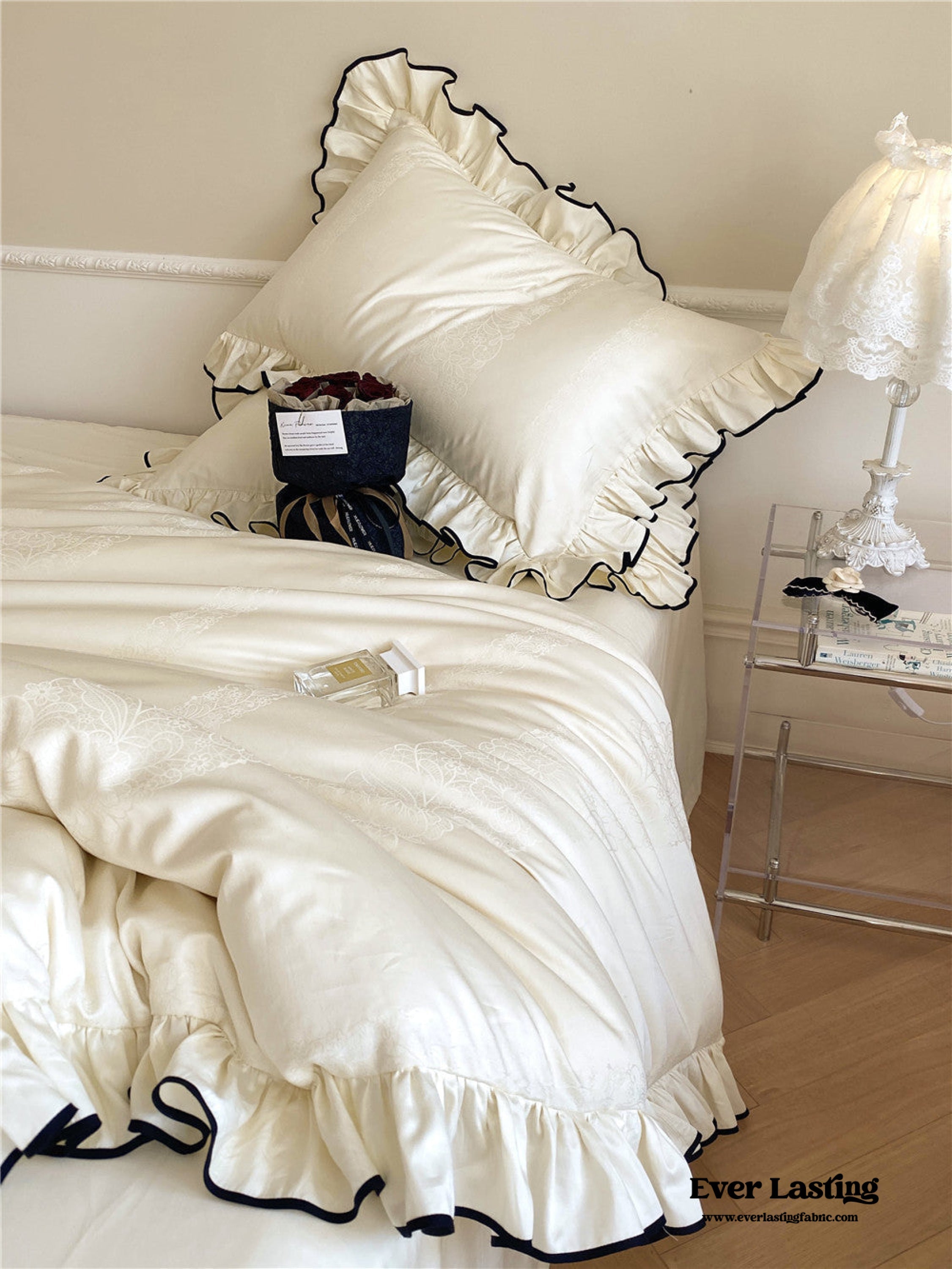 Silky Ruffle Bedding Set - Rust Pink