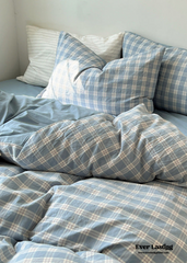 Soft Blend Plaid Bedding Set - Blue