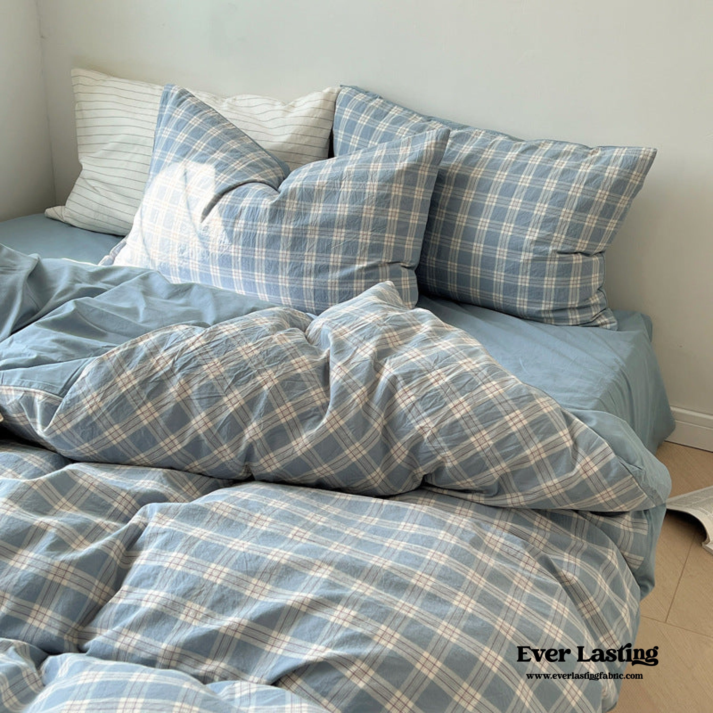 Soft Blend Plaid Bedding Set - Pink