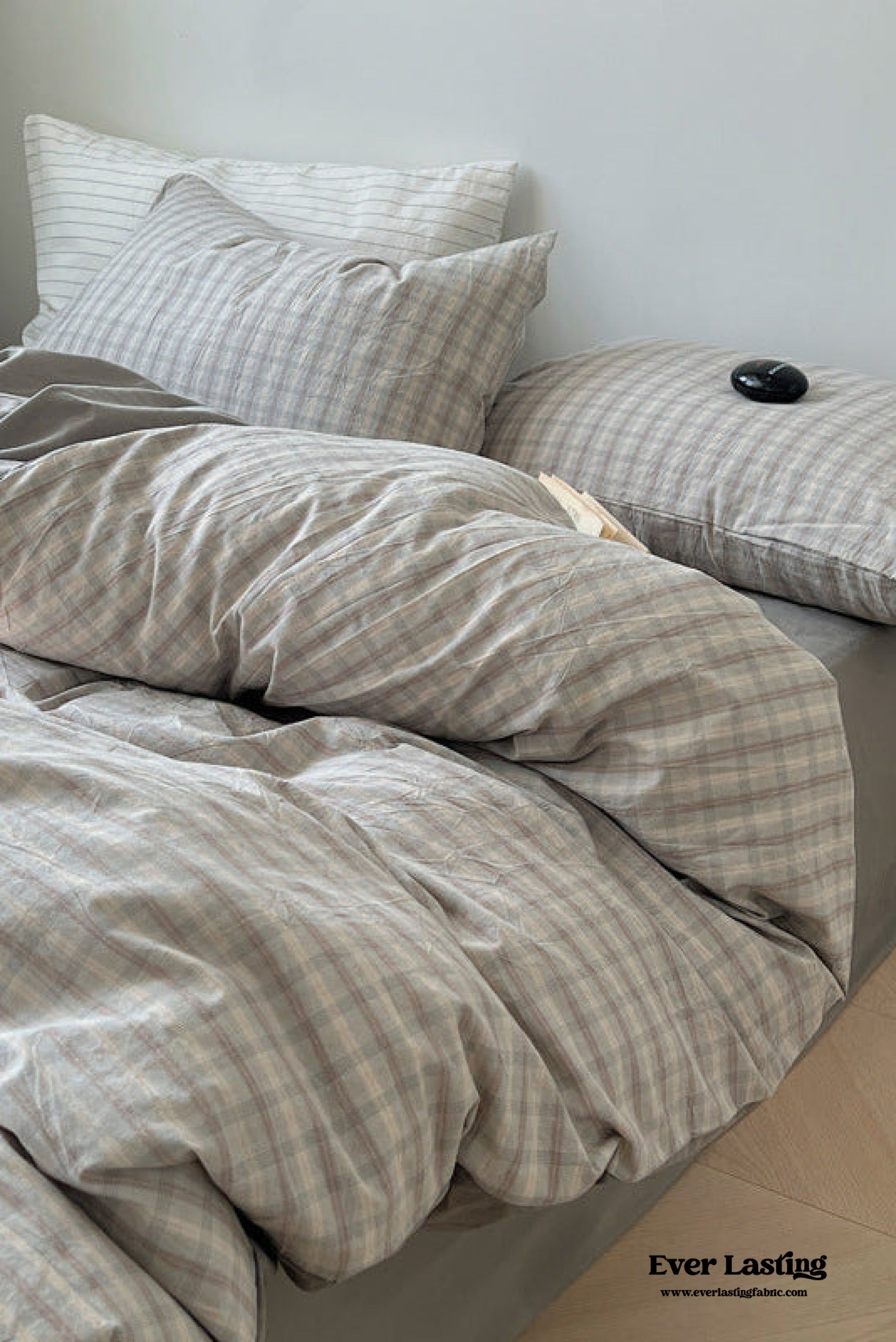 Soft Blend Plaid Bedding Set - Pink