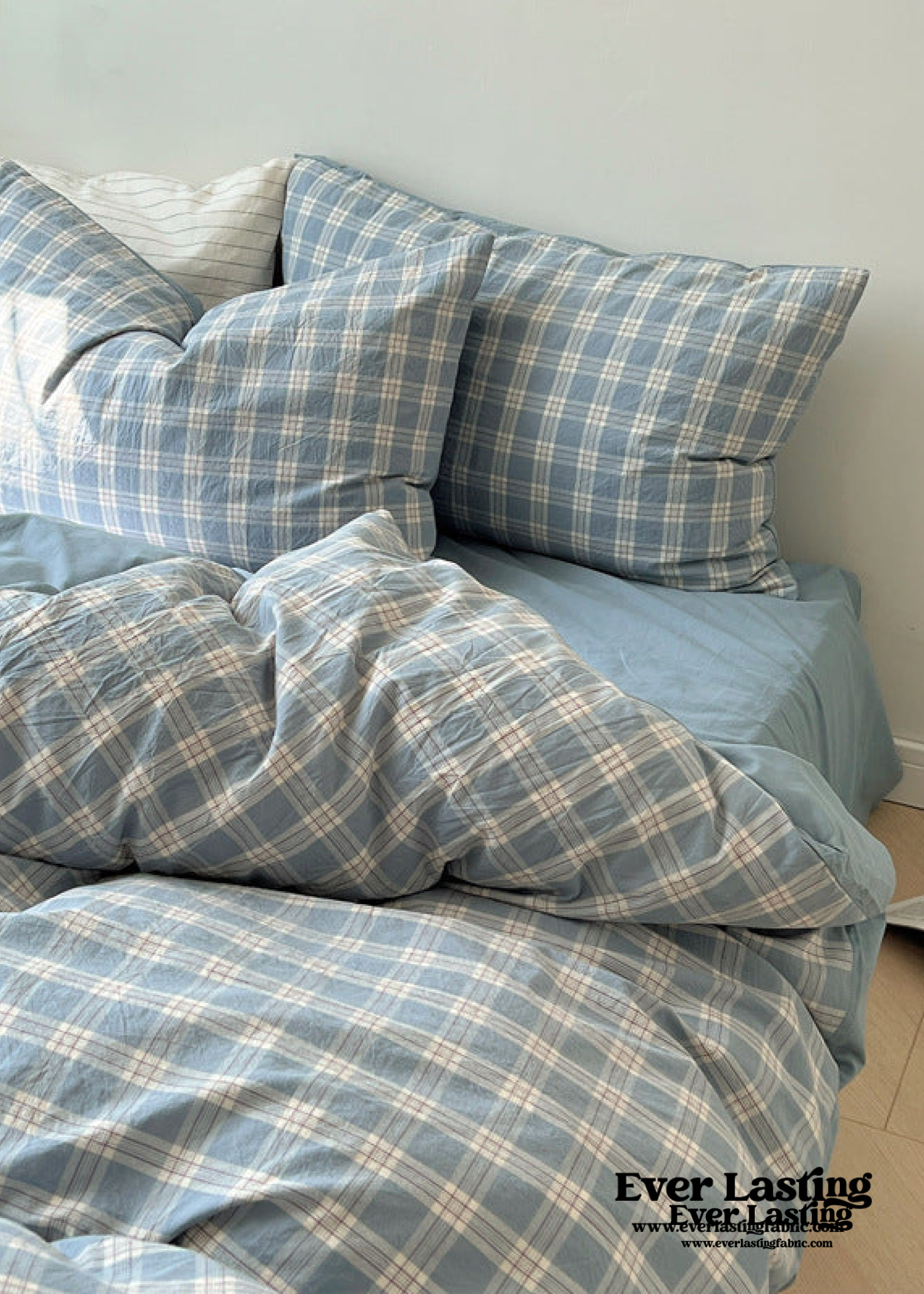 Soft Blend Plaid Bedding Set - Pink