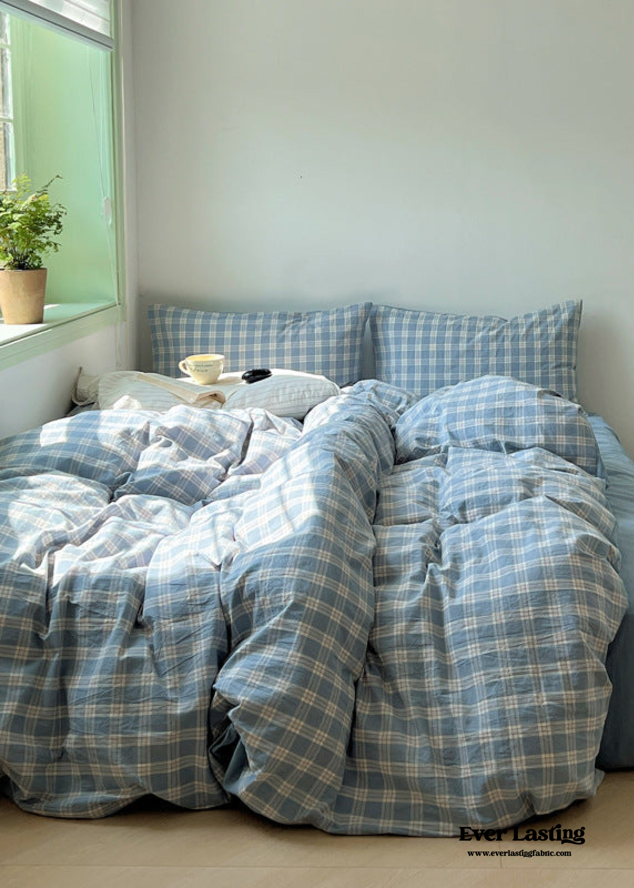 Soft Blend Plaid Bedding Set - Pink