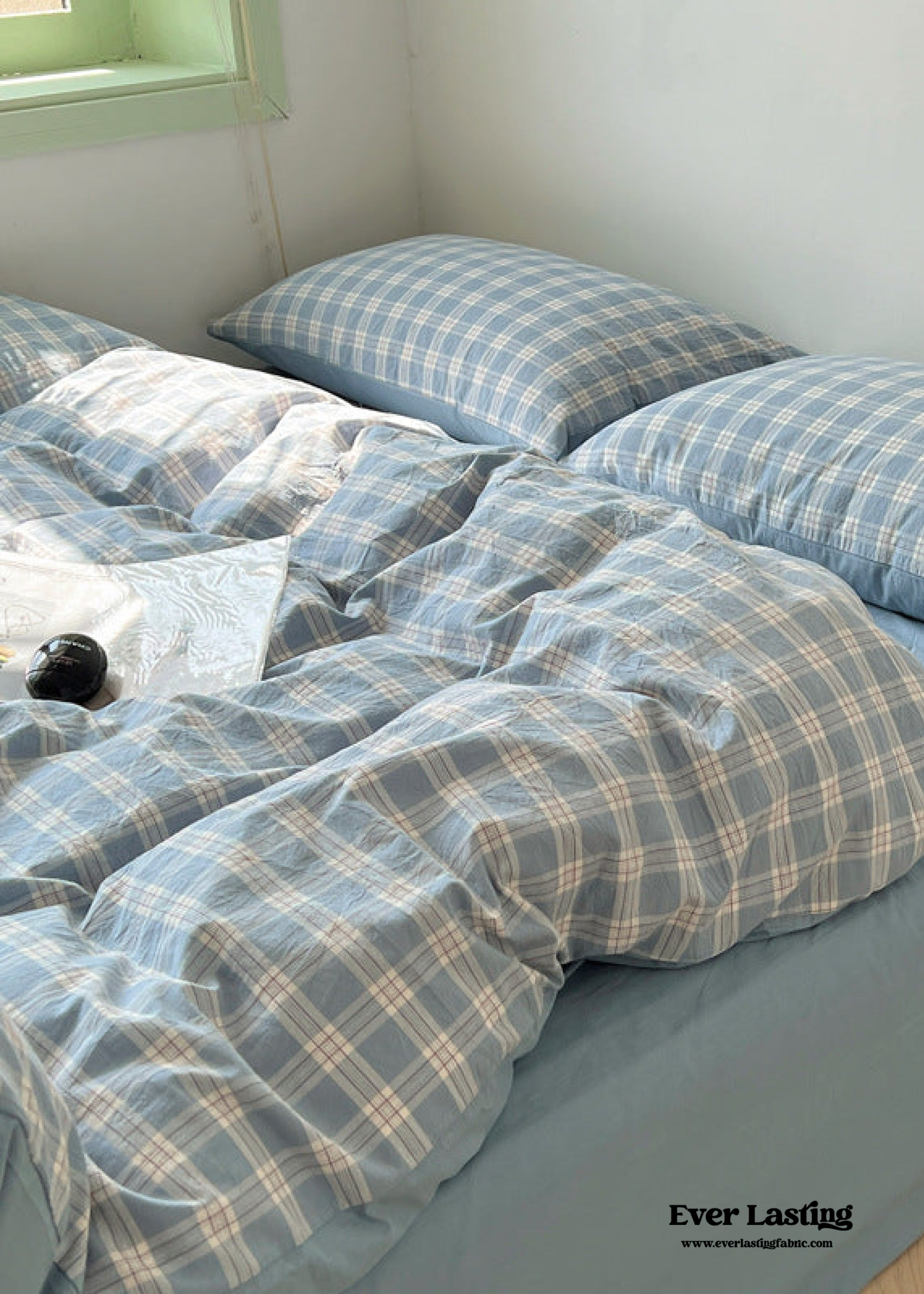 Soft Blend Plaid Bedding Set - Pink