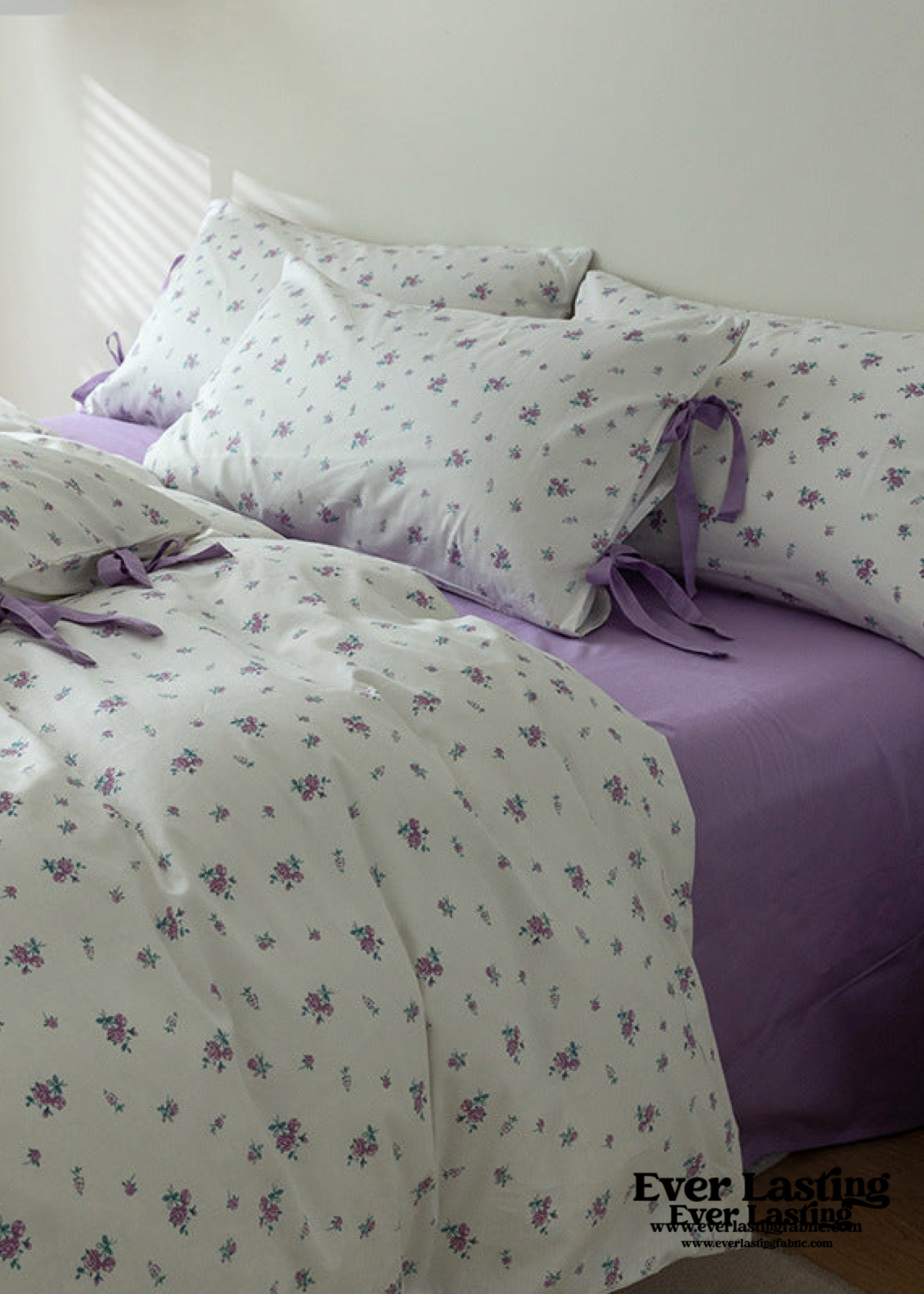 Soft Cottage Blue Ribbon Bedding Set - Blue