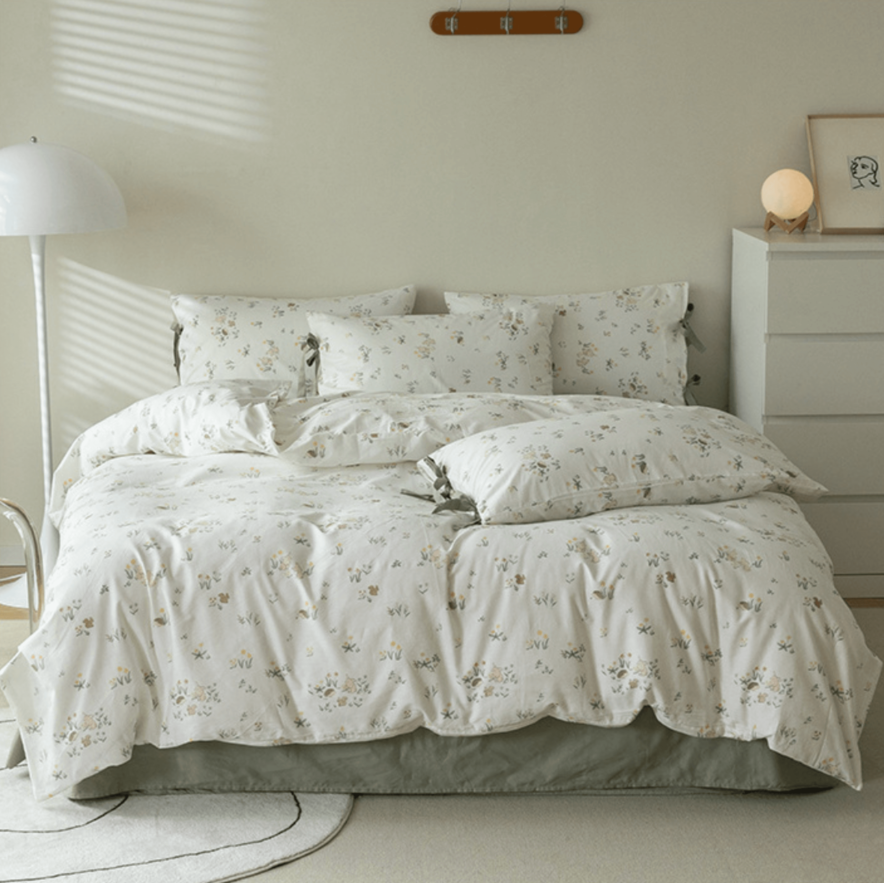 Soft Cottage Blue Ribbon Bedding Set - Blue