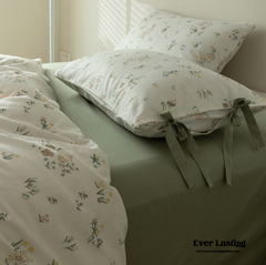 Soft Cottage Ribbon Bedding Set - Green