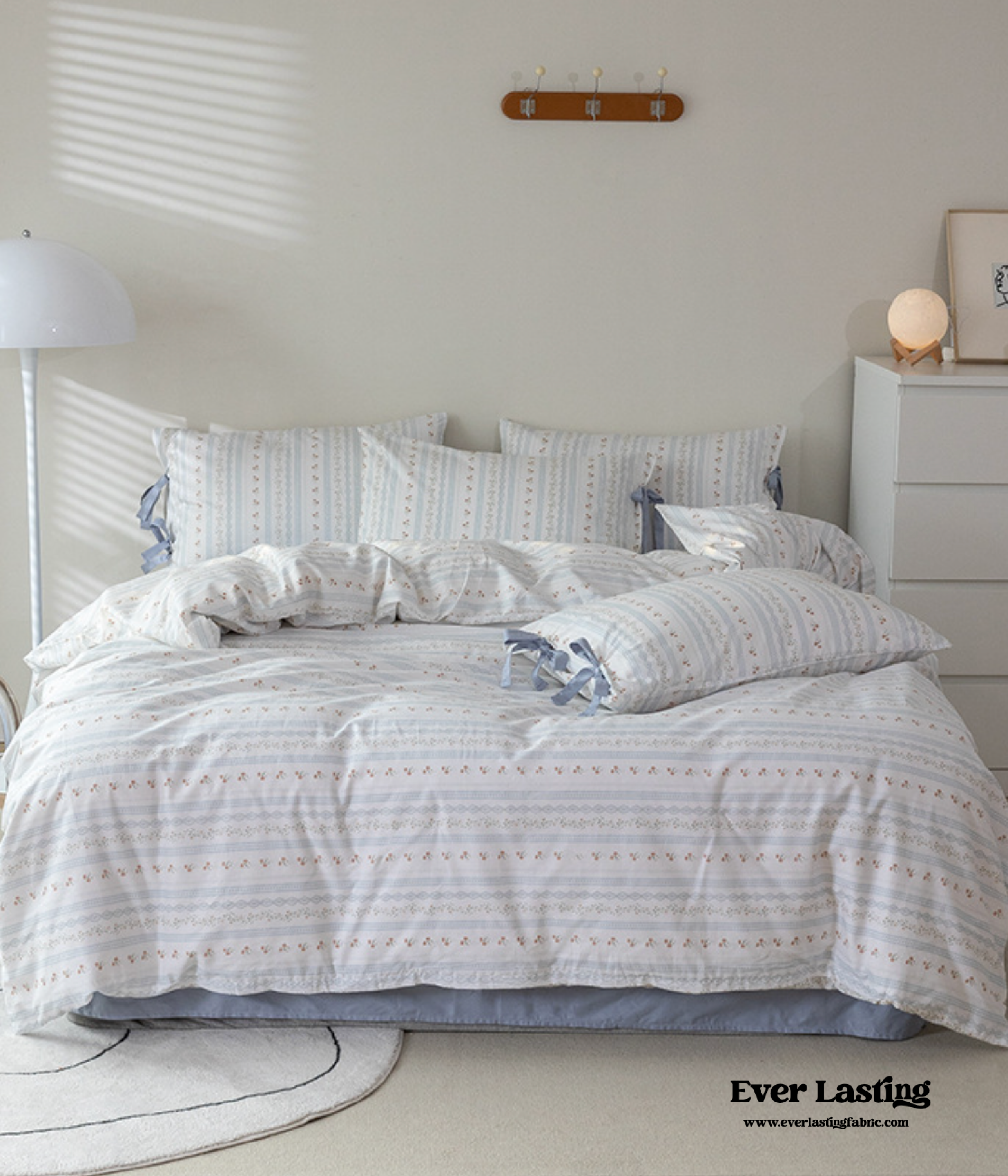 Soft Cottage Ribbon Bedding Set - Purple