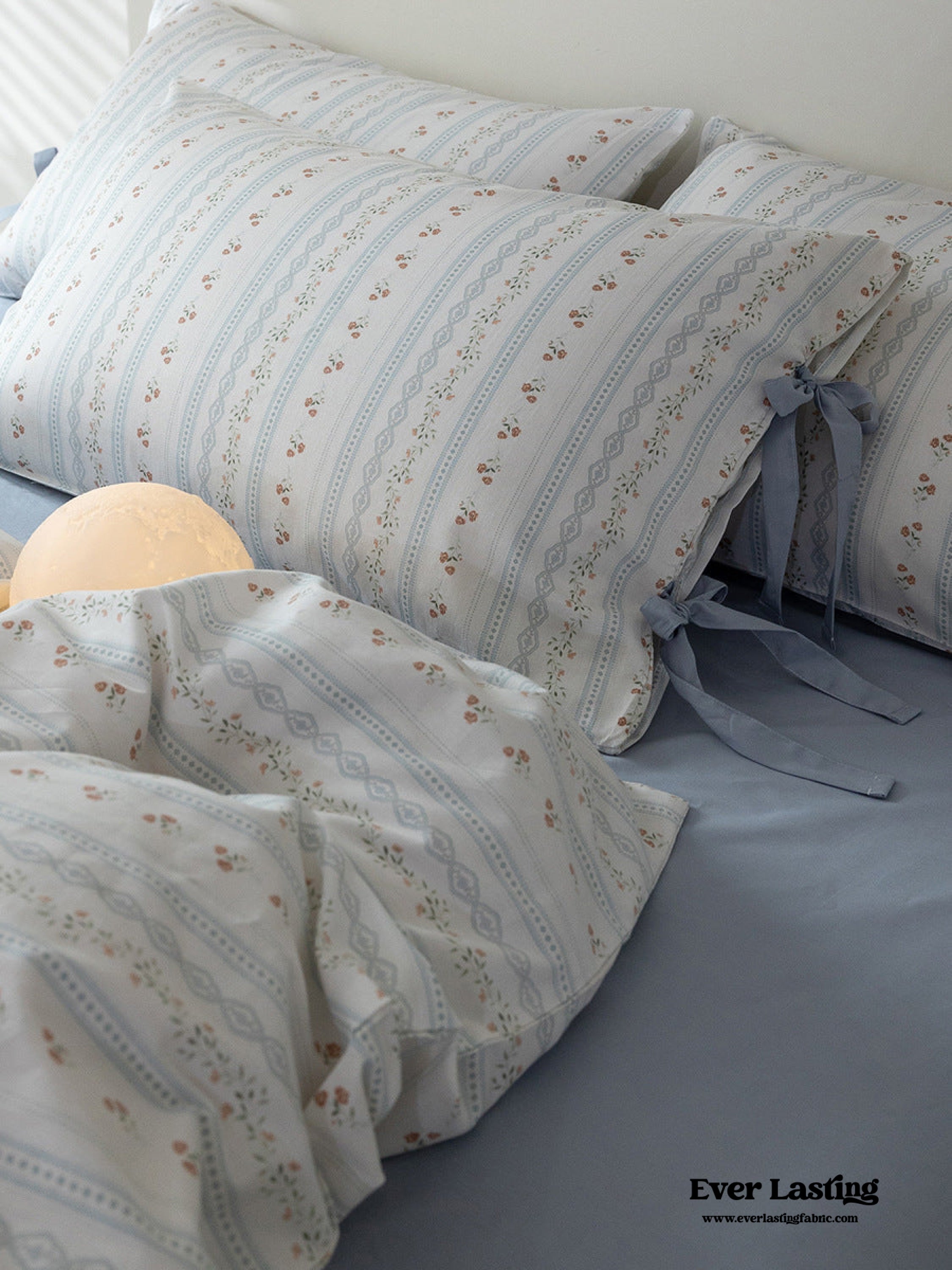 Soft Cottage Ribbon Bedding Set - Purple