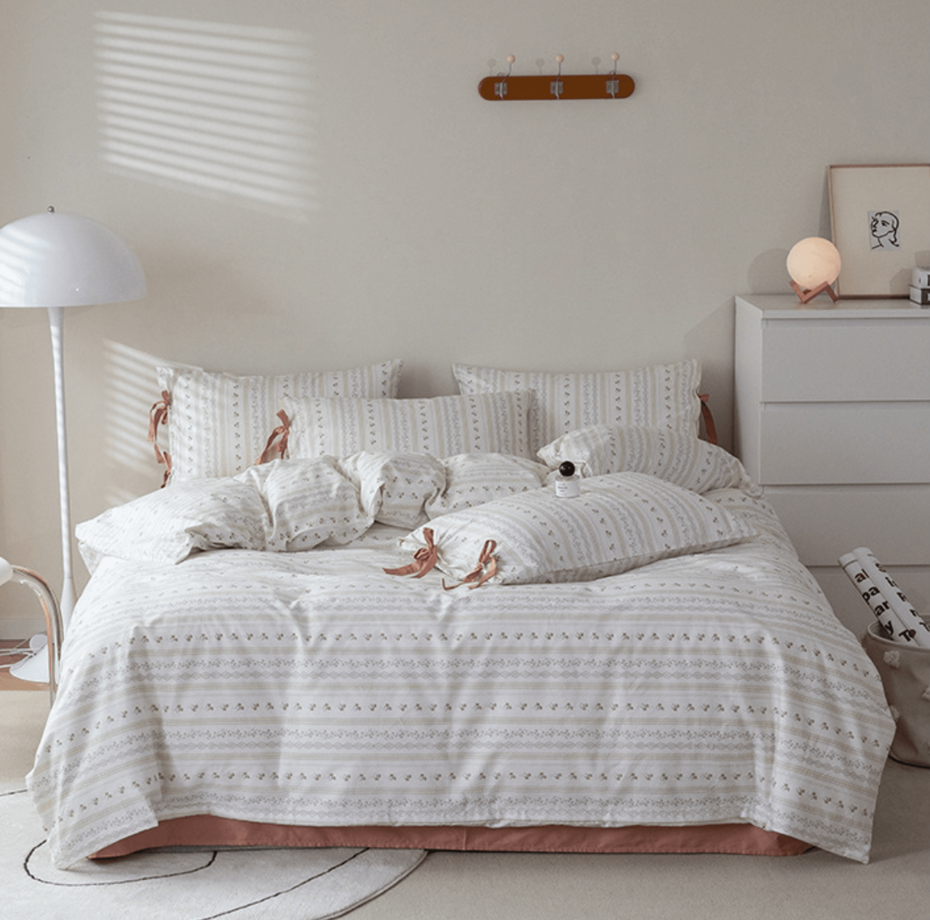 Soft Cottage Ribbon Bedding Set - Purple
