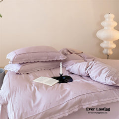 Star Gaze Short Cake Ruffle Bedding Set - Purple