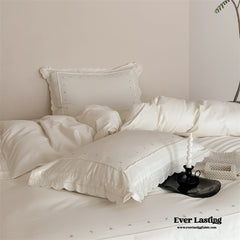 Star Gaze Short Cake Ruffle Bedding Set - White