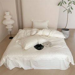 Star Gaze Short Cake Ruffle Bedding Set - White