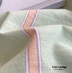 Stripe Buttoned Bedding Set - Mint Pink