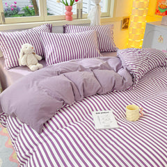 Striped Bedding Set - Purple
