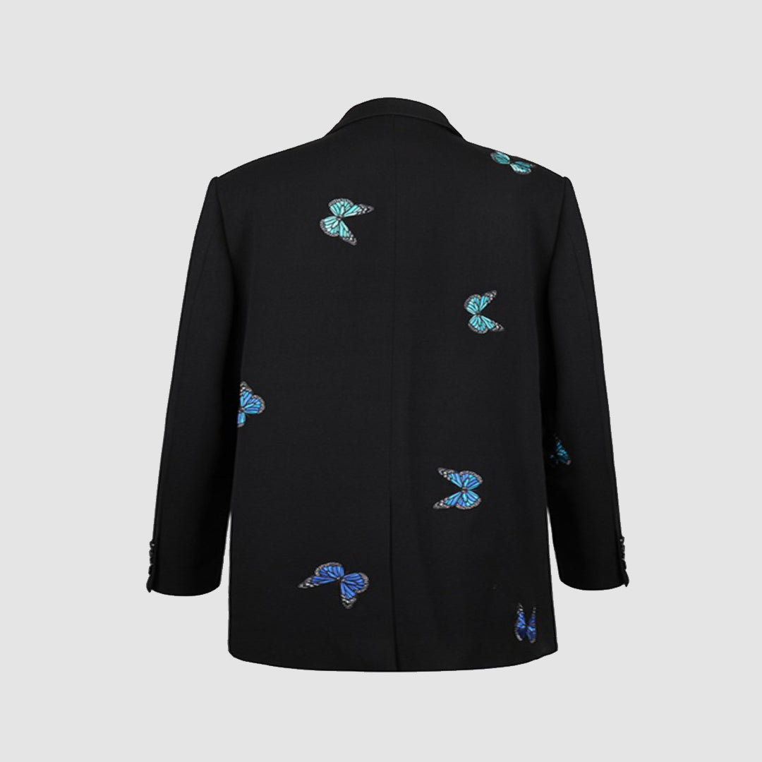 Blazer clásico con bordado de mariposas